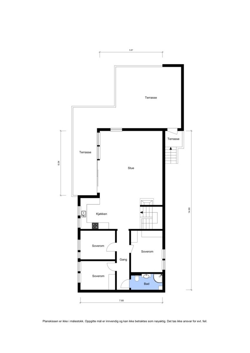 Alternativ plantegning Myrvollveien 16B Galleribilde