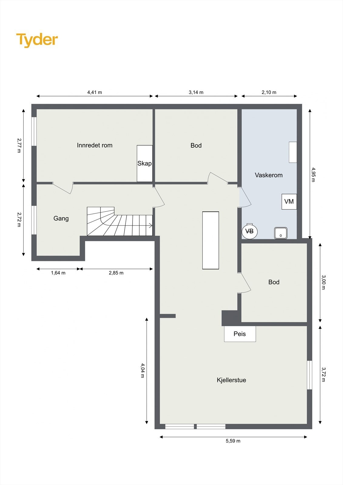 Plantegning kjelleretasje Galleribilde