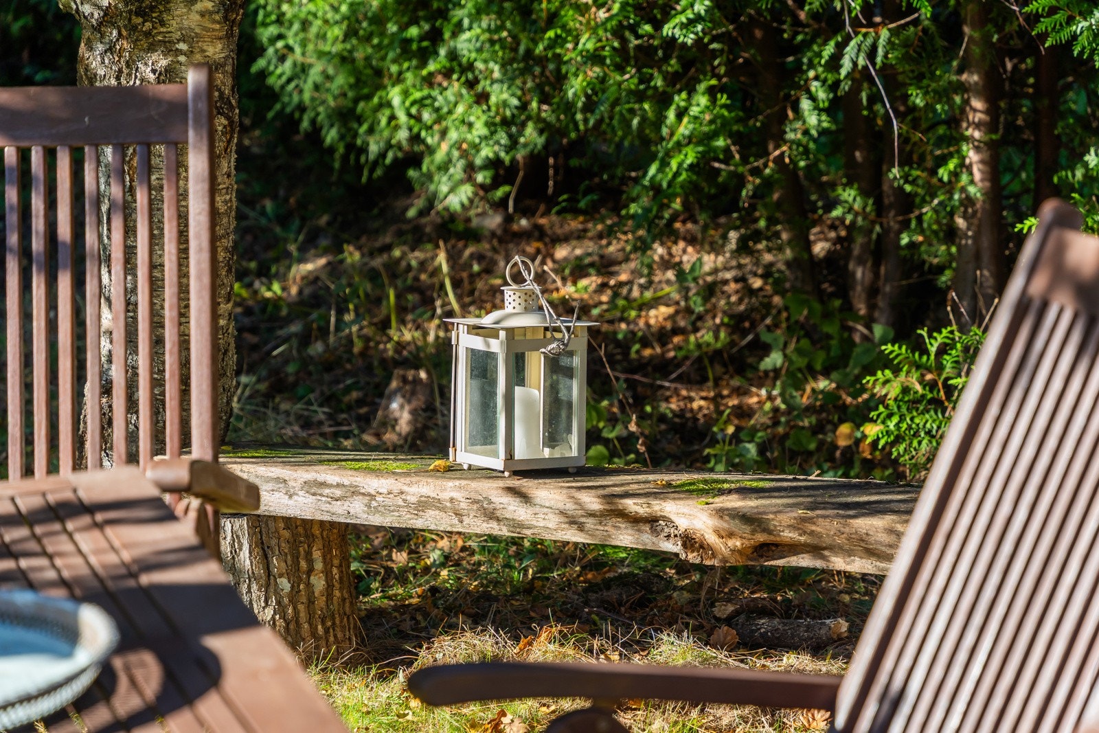 Hagen er særdeles gjennomarbeidet og gir eiendommen et helt eget særpreg. Beplantningen er nøye utvalgt og skjermer effektivt mot innsyn fra gate og naboer, samtidig som den er utformet slik at terrassene får rikelig med lys gjennom dagen Galleribilde