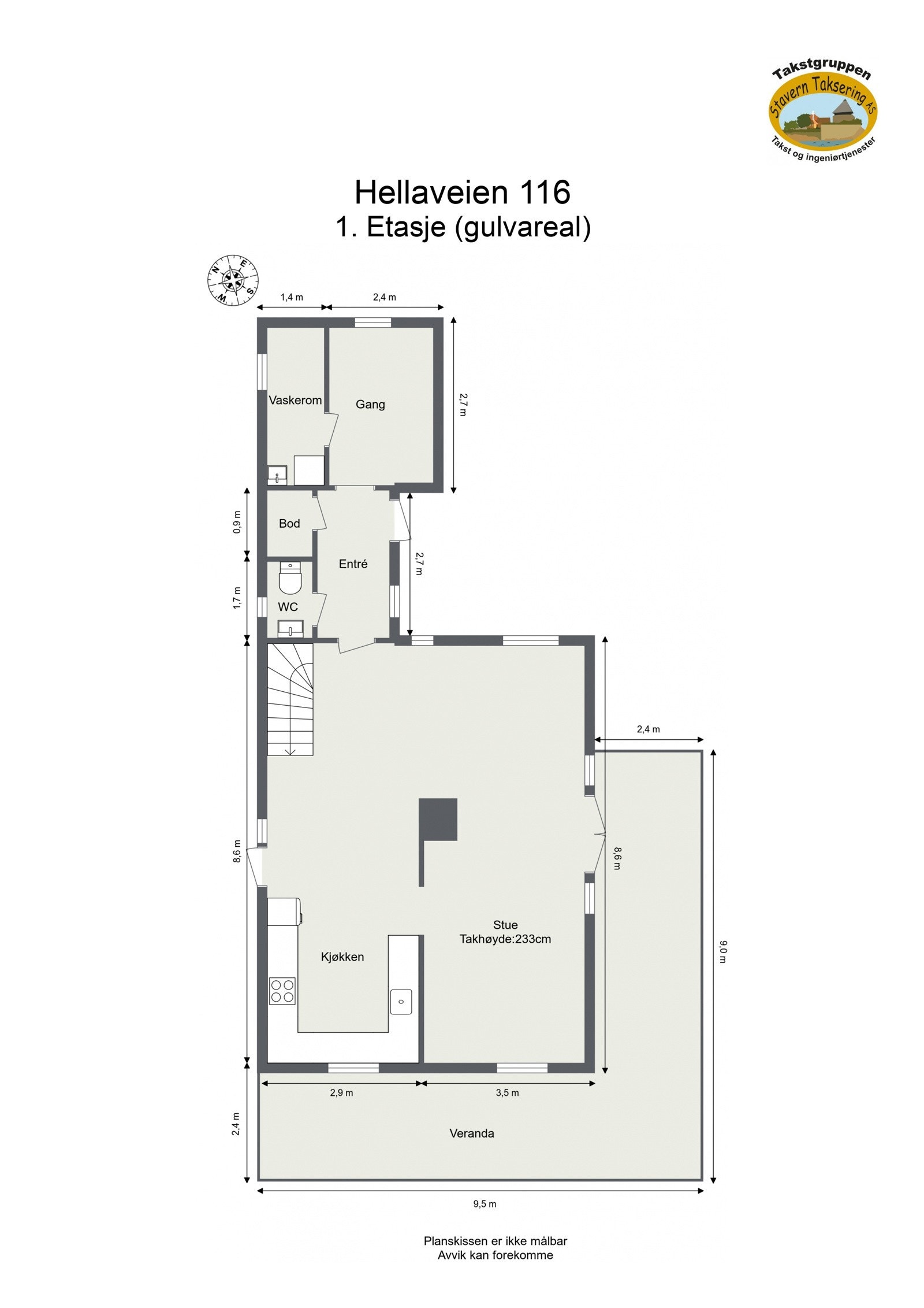 Plantegning 1. etasje Galleribilde