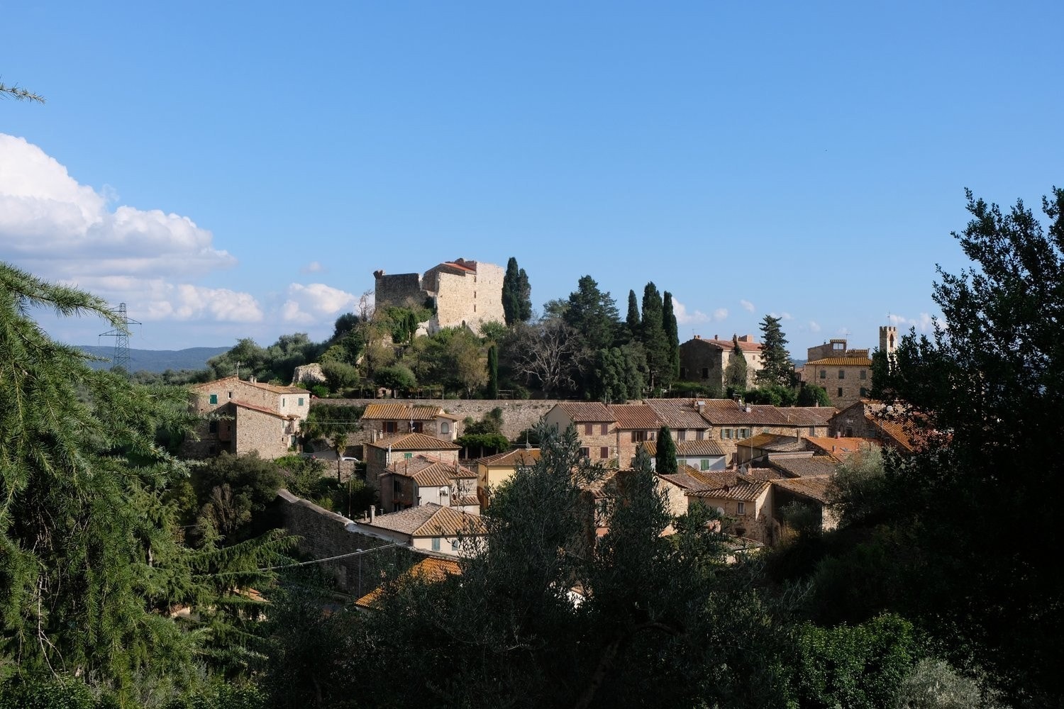 Byen Suvereto sett fra veien som går fra bolig til byen. Galleribilde
