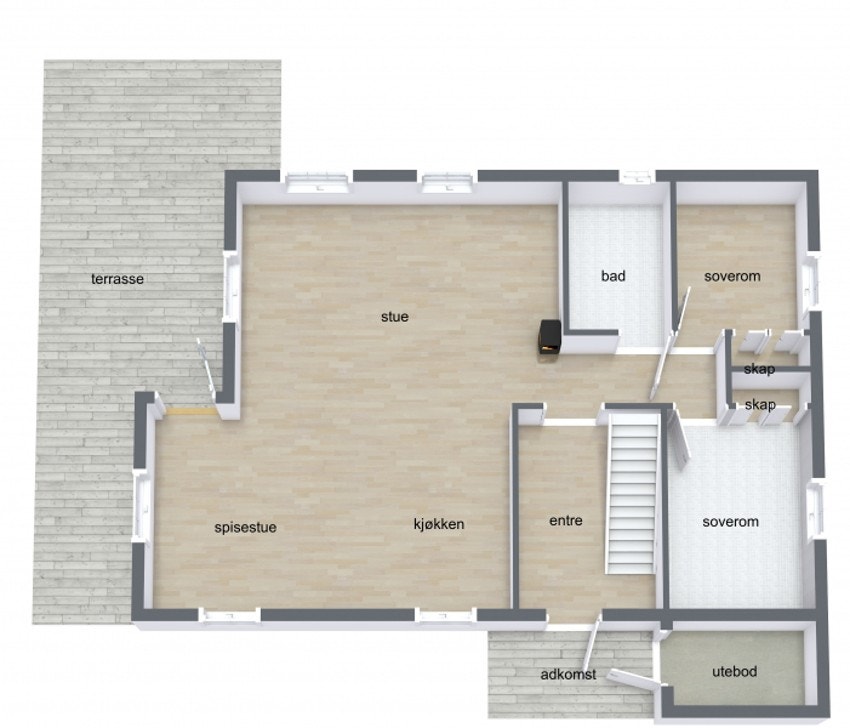 Plantegning 1. etasje Galleribilde