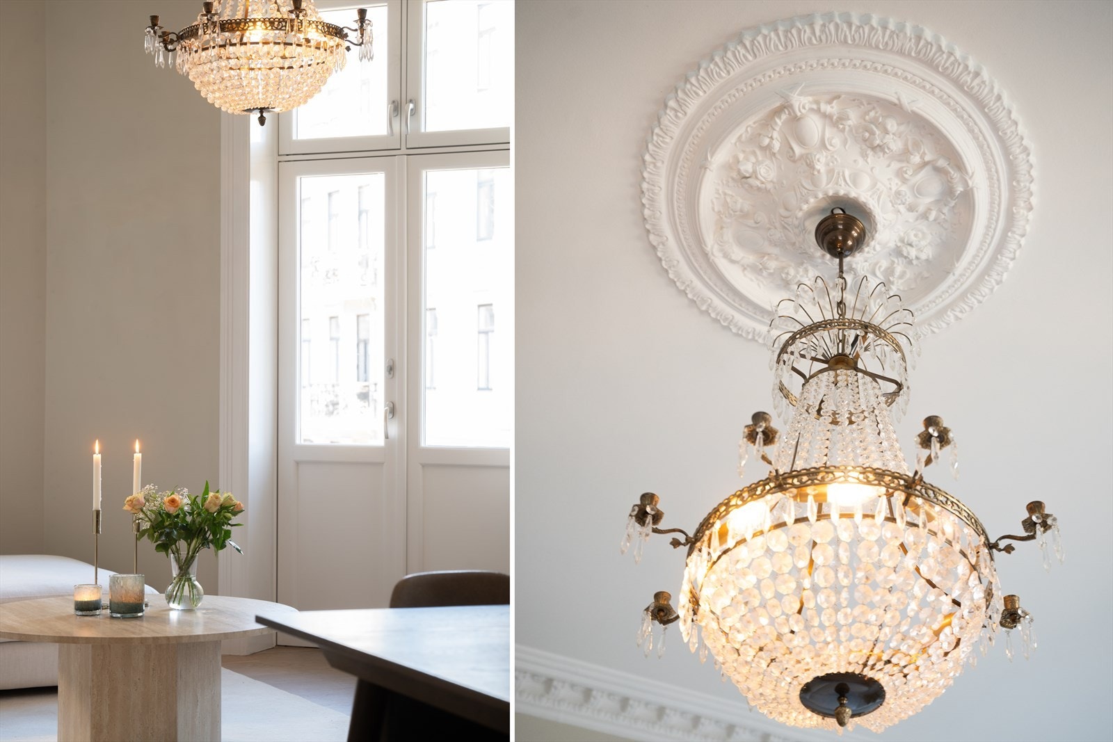 Leiligheten er beriket med vakre originale detaljer som stukkatur, rosett og god takhøyde som understreker boligens klassiske preg. Galleribilde