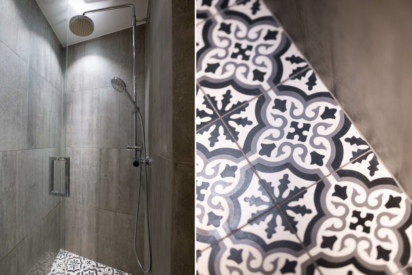 Et tidløst og lekkert baderom. Baderomsviften er skiftet, noe som bidrar til et godt inneklima til rommet. Galleribilde