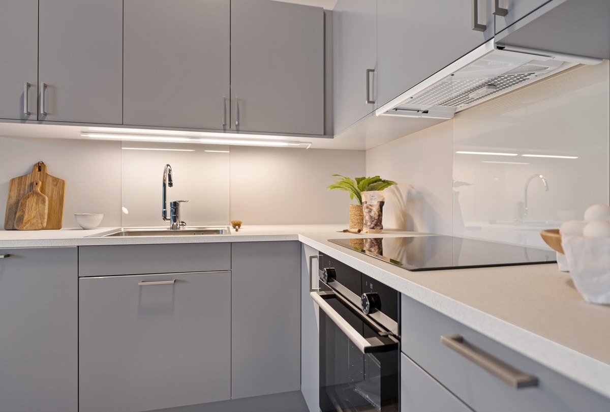 Som standard er det valgt Sigdal Uno Palett, et tidsriktig kjøkken med malte, slette fronter. Galleribilde