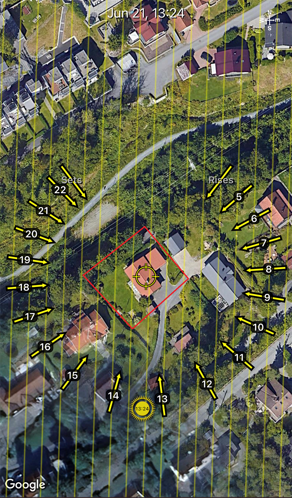 Solbane sankthansaften og ca. tomtegrense. Galleribilde