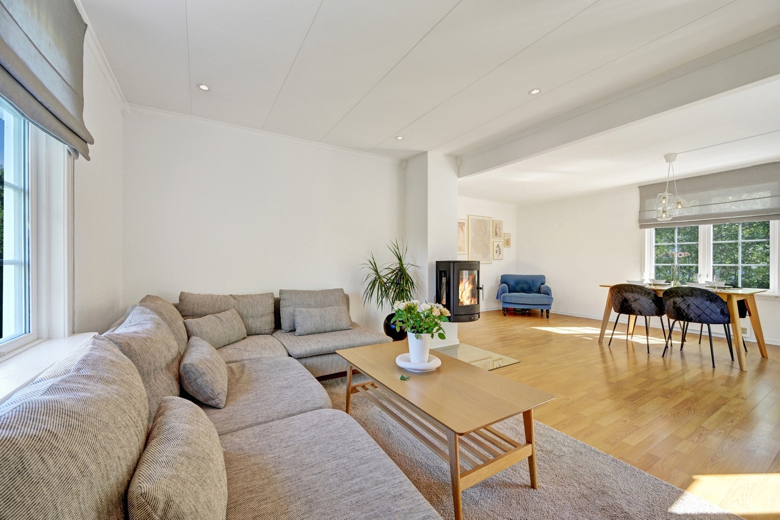 Rommet er oppvarmet med en delikat vegghengt peis og varmepumpe. Galleribilde