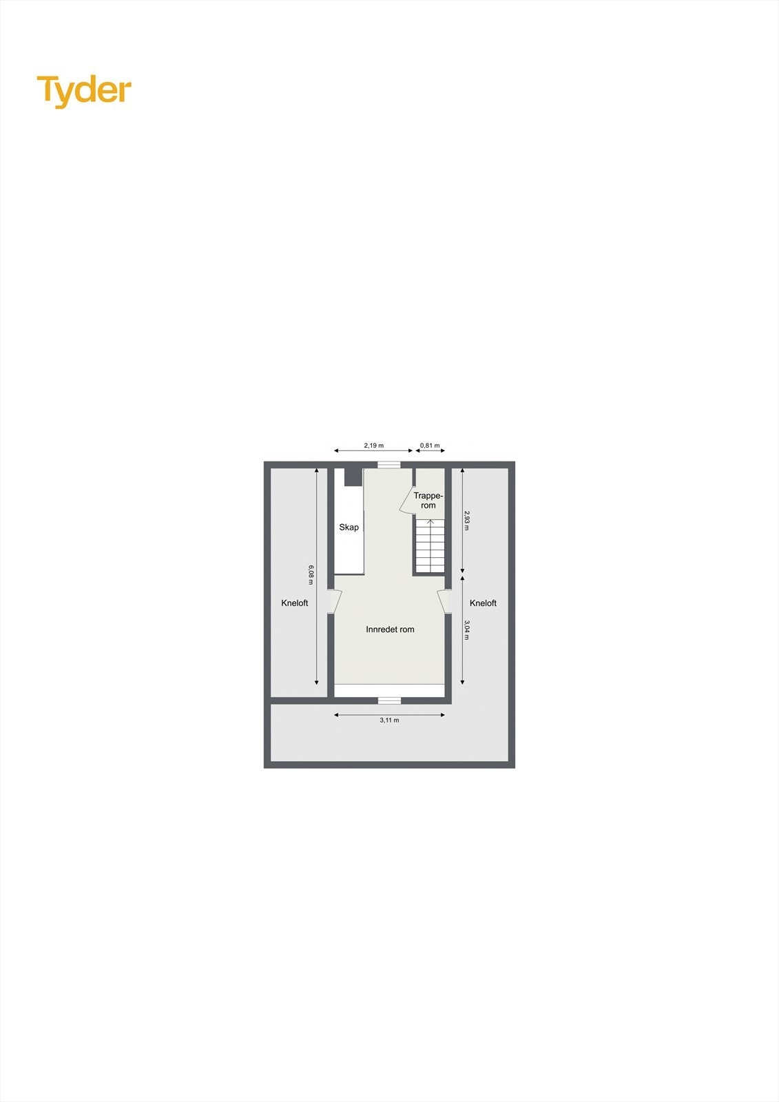 Plantegning av loft. Det foreligger ikke godkjente tegninger av loftet. Galleribilde