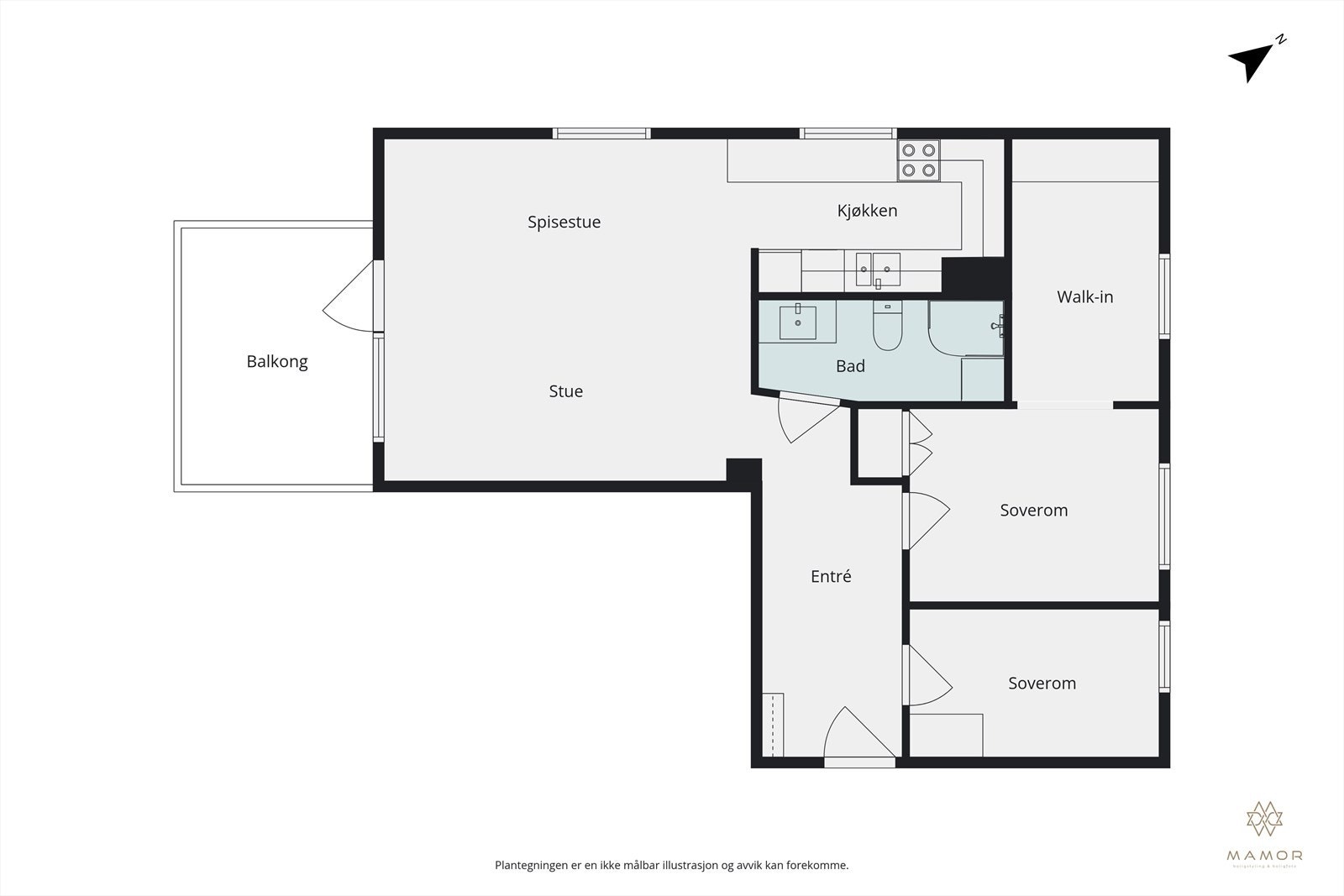Leiligheten har en praktisk planløsning med stue og spiseplass som har direkte tilgang til balkong. Galleribilde