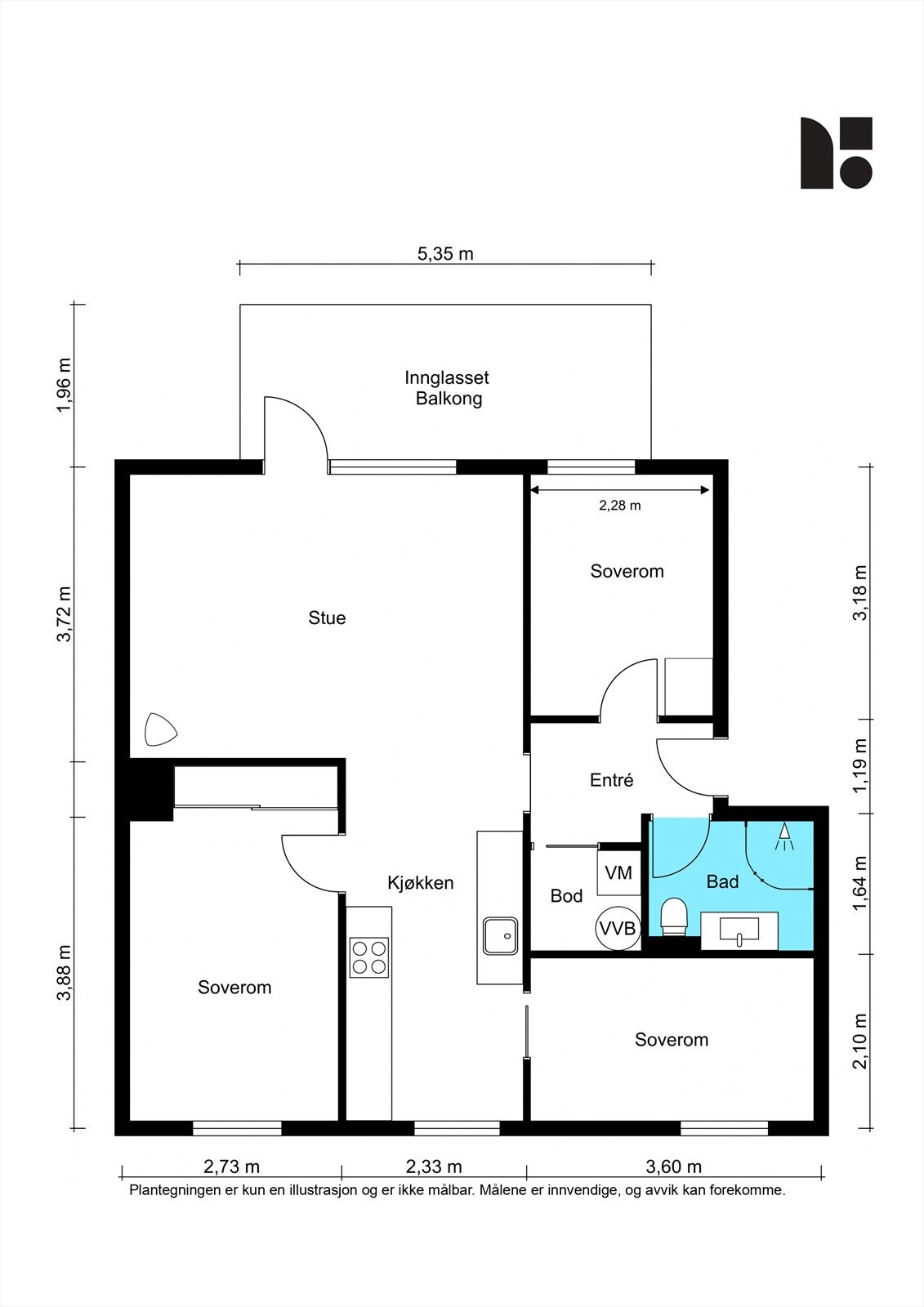 Ta en kikk på plantegningen før vi beveger oss videre inn i boligen. Galleribilde