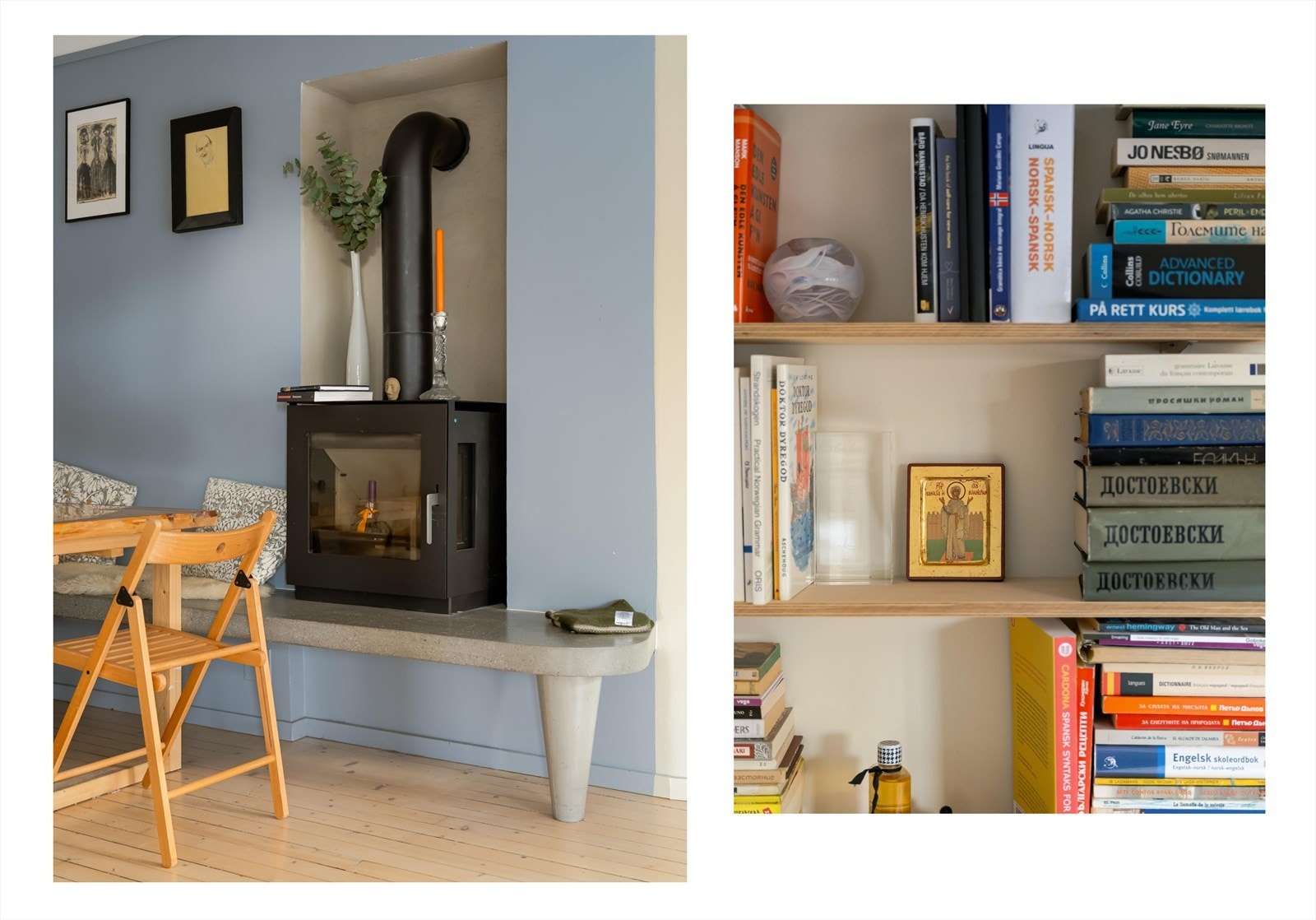 Den koselige peisen løfter boligens kosefaktor og skaper en lun og innbydende atmosfære. Galleribilde