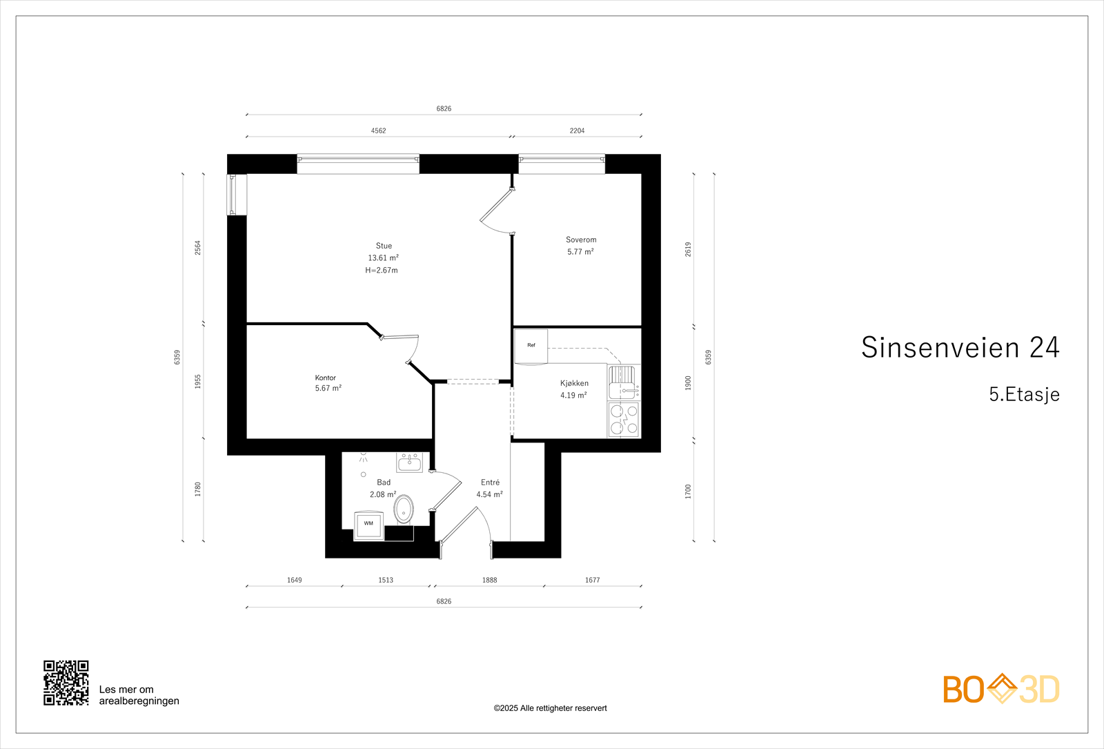 Målsatt plantegning. Galleribilde