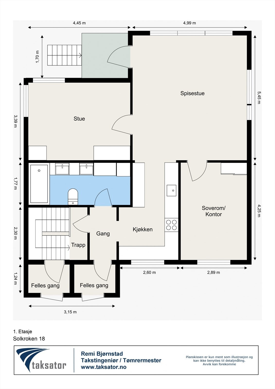 Alternativ plantegning 1. etasje med separat inngang som leder ned til underetasjen. Se punkt om ferdigattest og utleie i salgsoppgaven. Galleribilde
