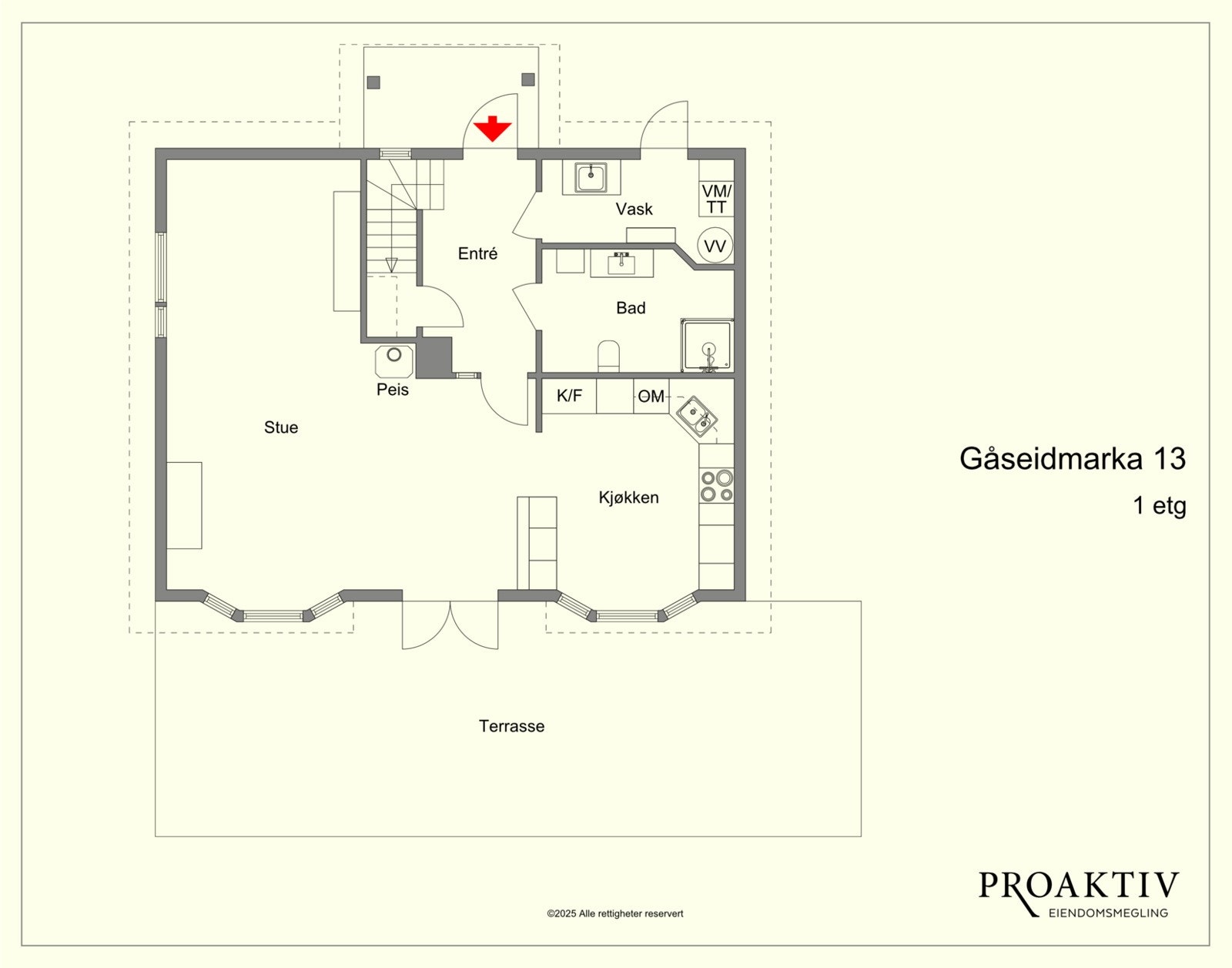 Slik ser hovedetasjen ut fra fuglens perspektiv. Galleribilde