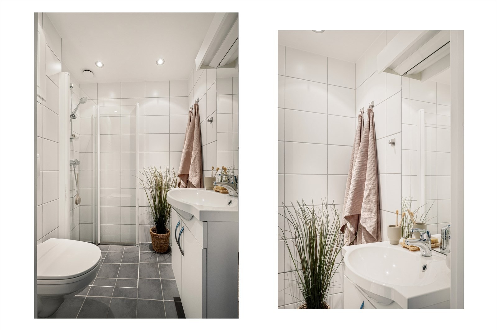 Badet har varmekabler på gulvet, som sørger for ekstra komfort i hverdagen. Det er vaskekjeller. Galleribilde