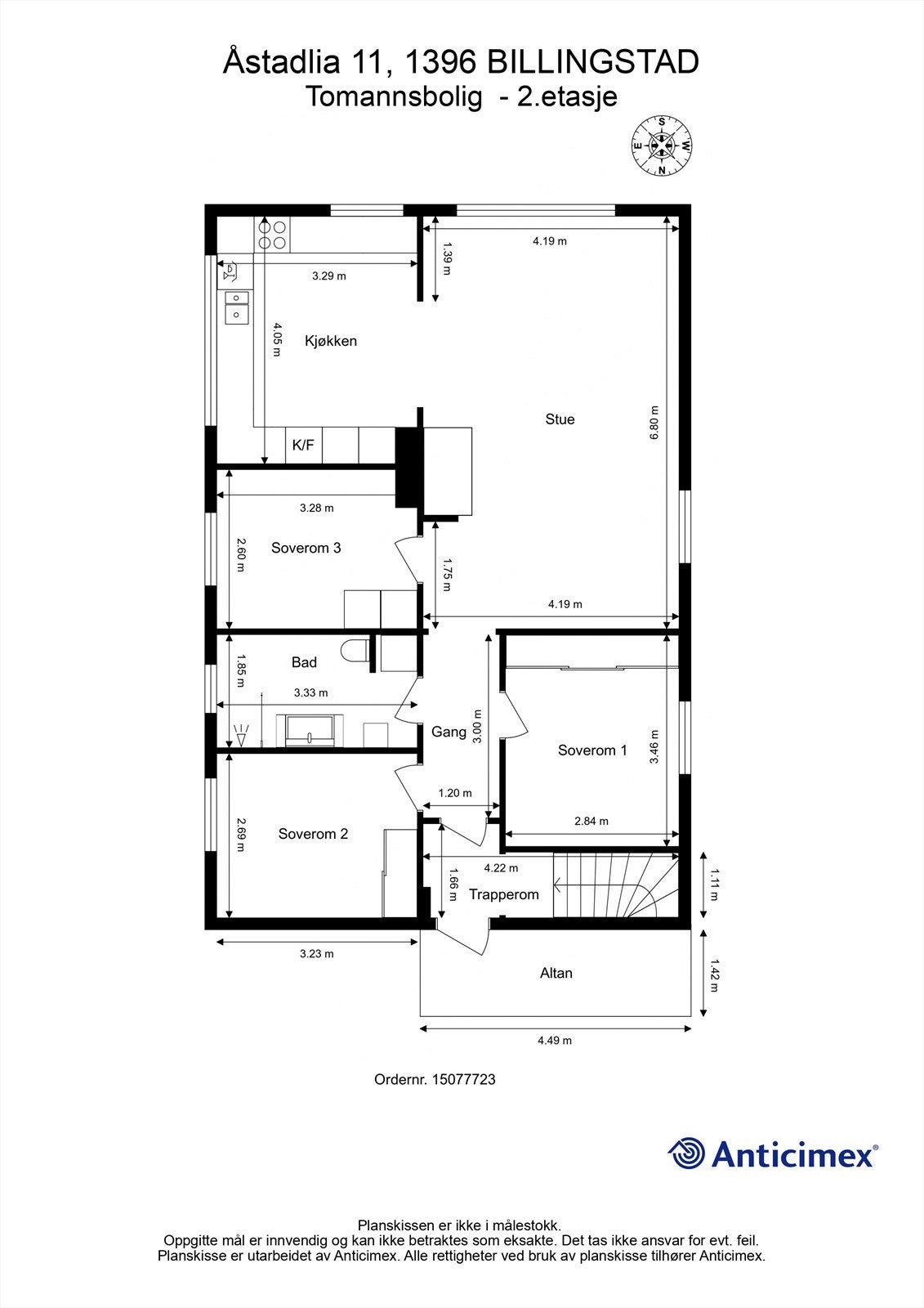 2. etasje rommer stue, kjøkken, bad og tre soverom, med en effektiv og god planløsning. Galleribilde