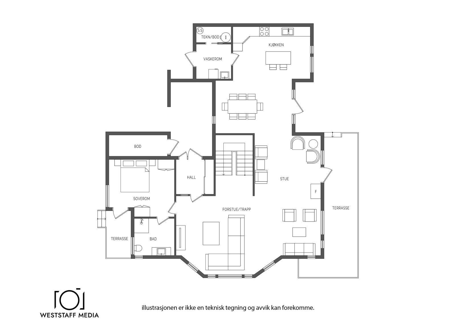 Planskisse. Nb! avvik kan forekomme i forhold til godkjente tegninger. Galleribilde
