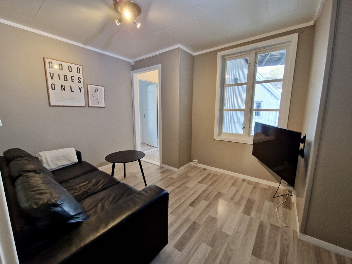 Stue med sofa og TV Galleribilde