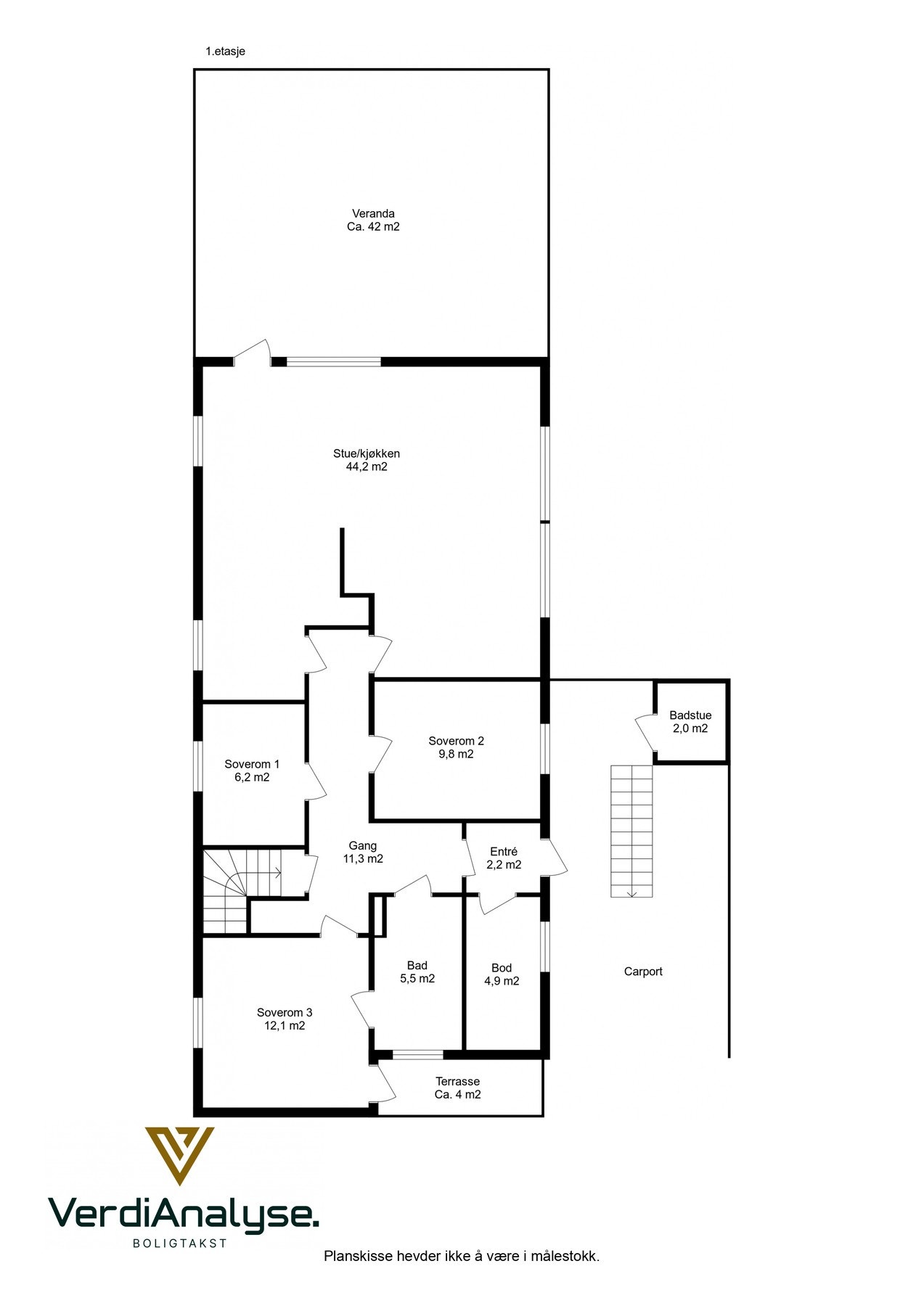 Planskisse 1. etasje. Galleribilde