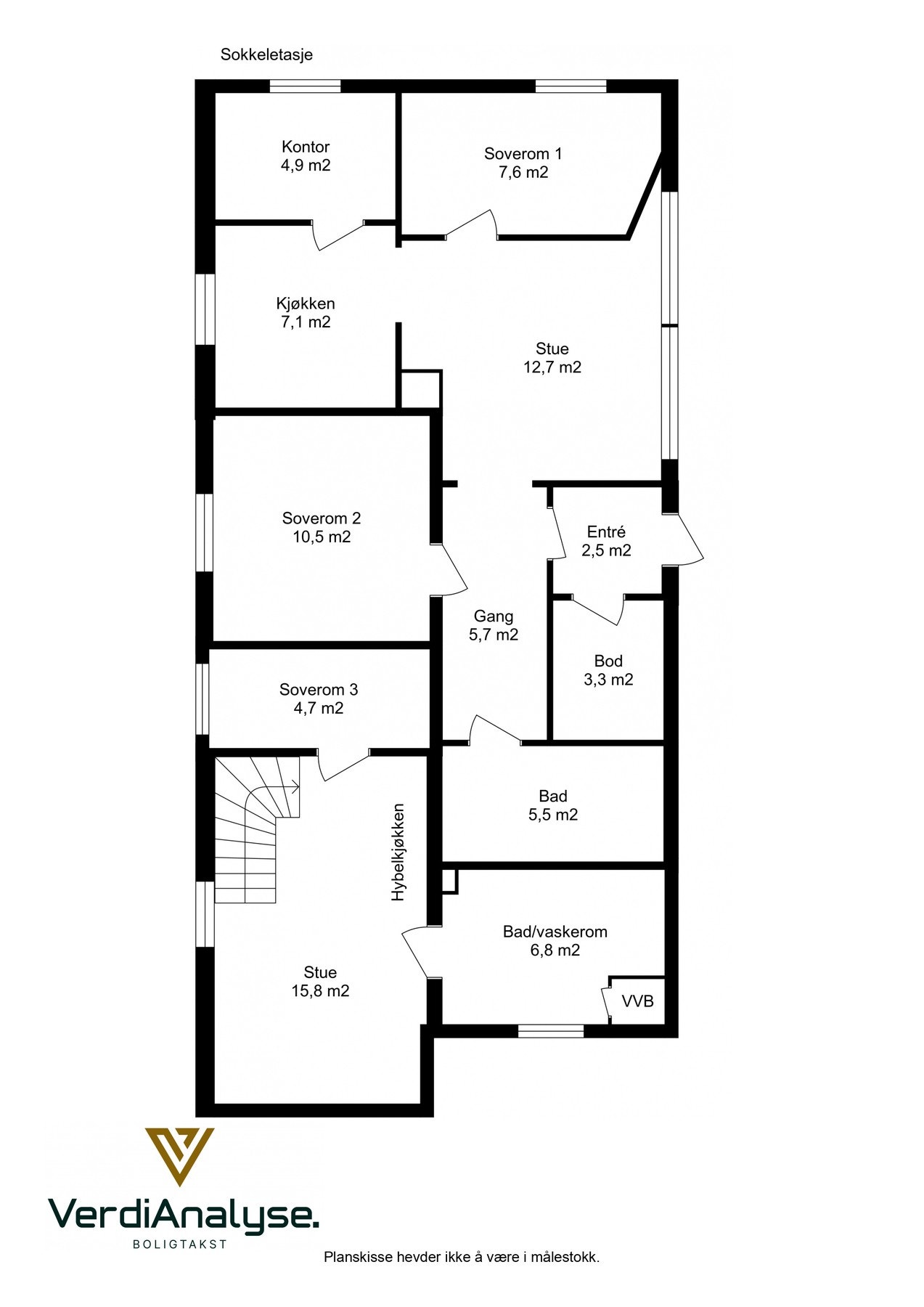 Planskisse sokkeletasje. Galleribilde