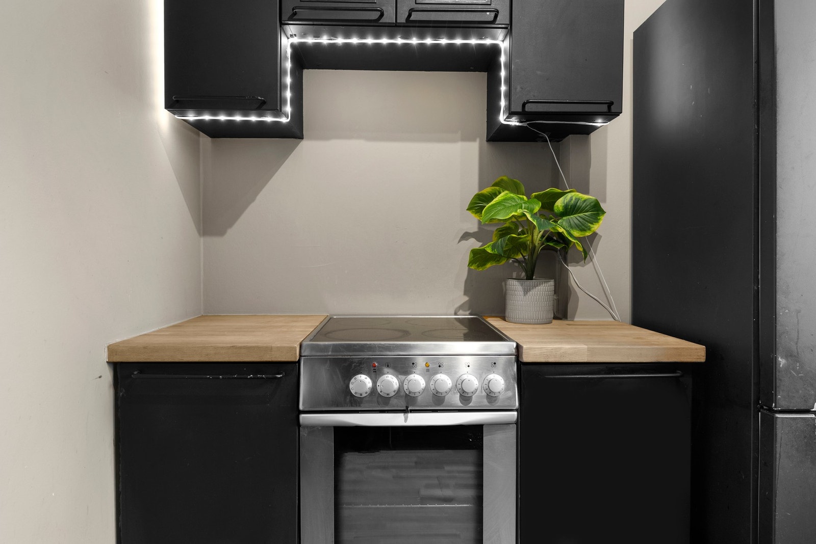 Malt vegg over kjøkkenbenk. Galleribilde