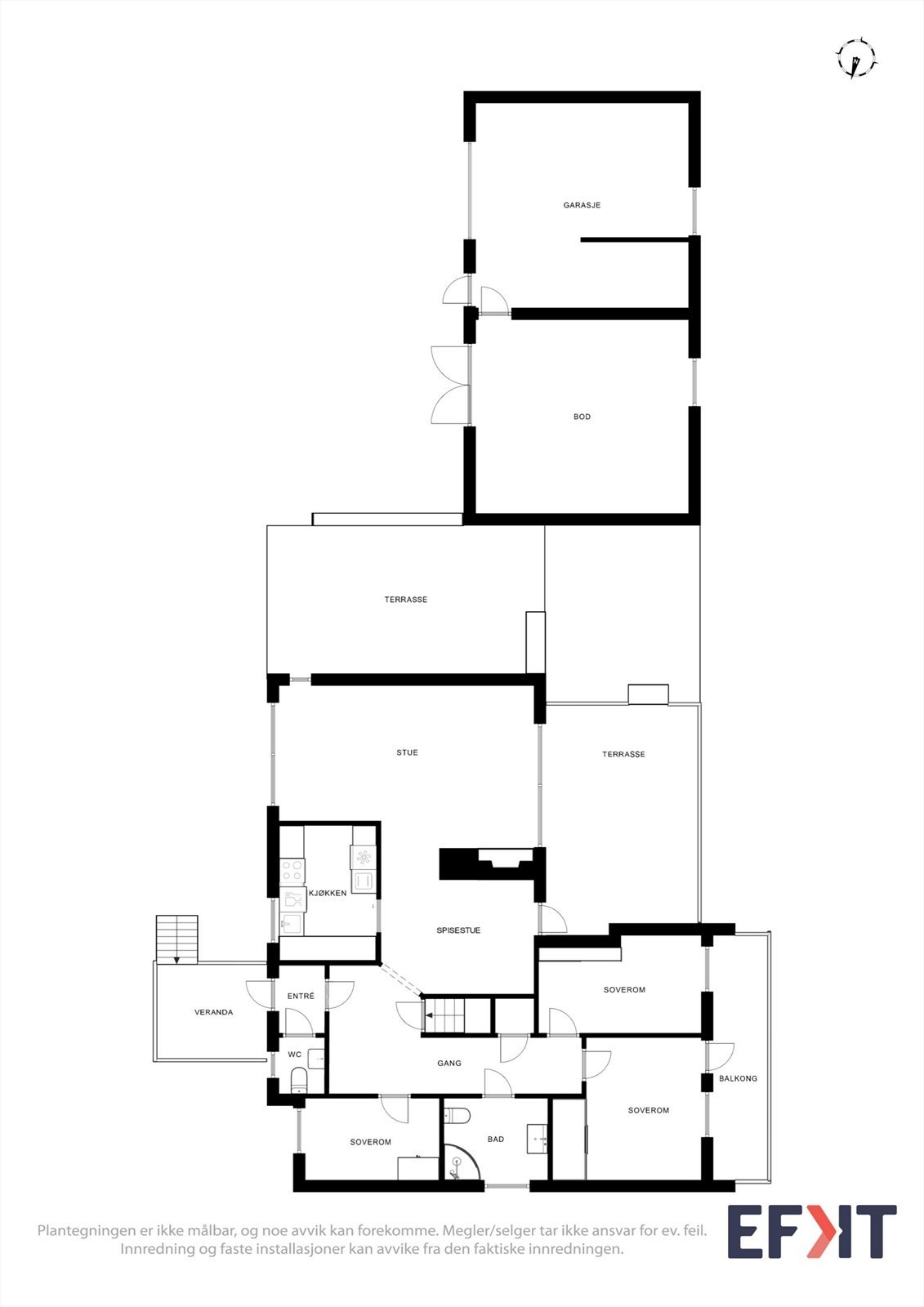 Plantegningen er ikke målbar, og noe avvik kan forekomme. Megler/selger tar ikke ansvar for ev. feil. Innredning og faste installasjoner kan avvike fra den faktiske innredningen. Galleribilde
