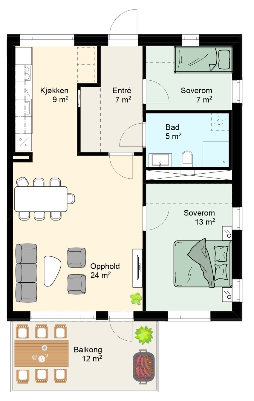 Leiligheten er gjennomgående i bygget og ligger i 2. etg. Galleribilde