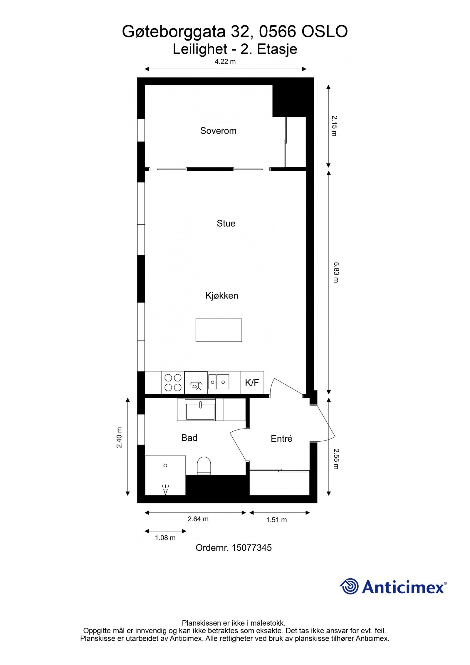 Målsatt plantegning. Galleribilde