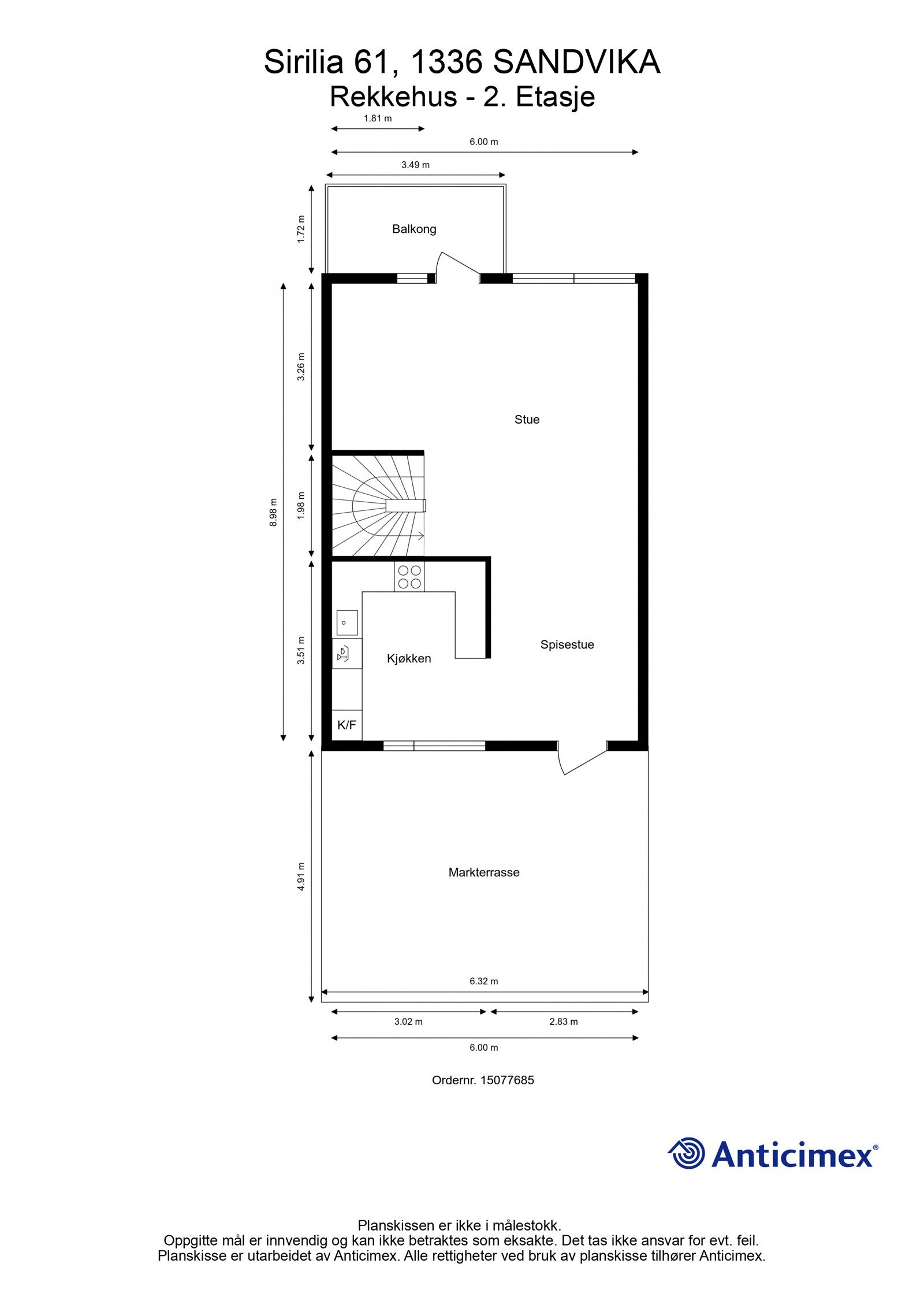 - Plantegning med mål_2. etasje - Galleribilde