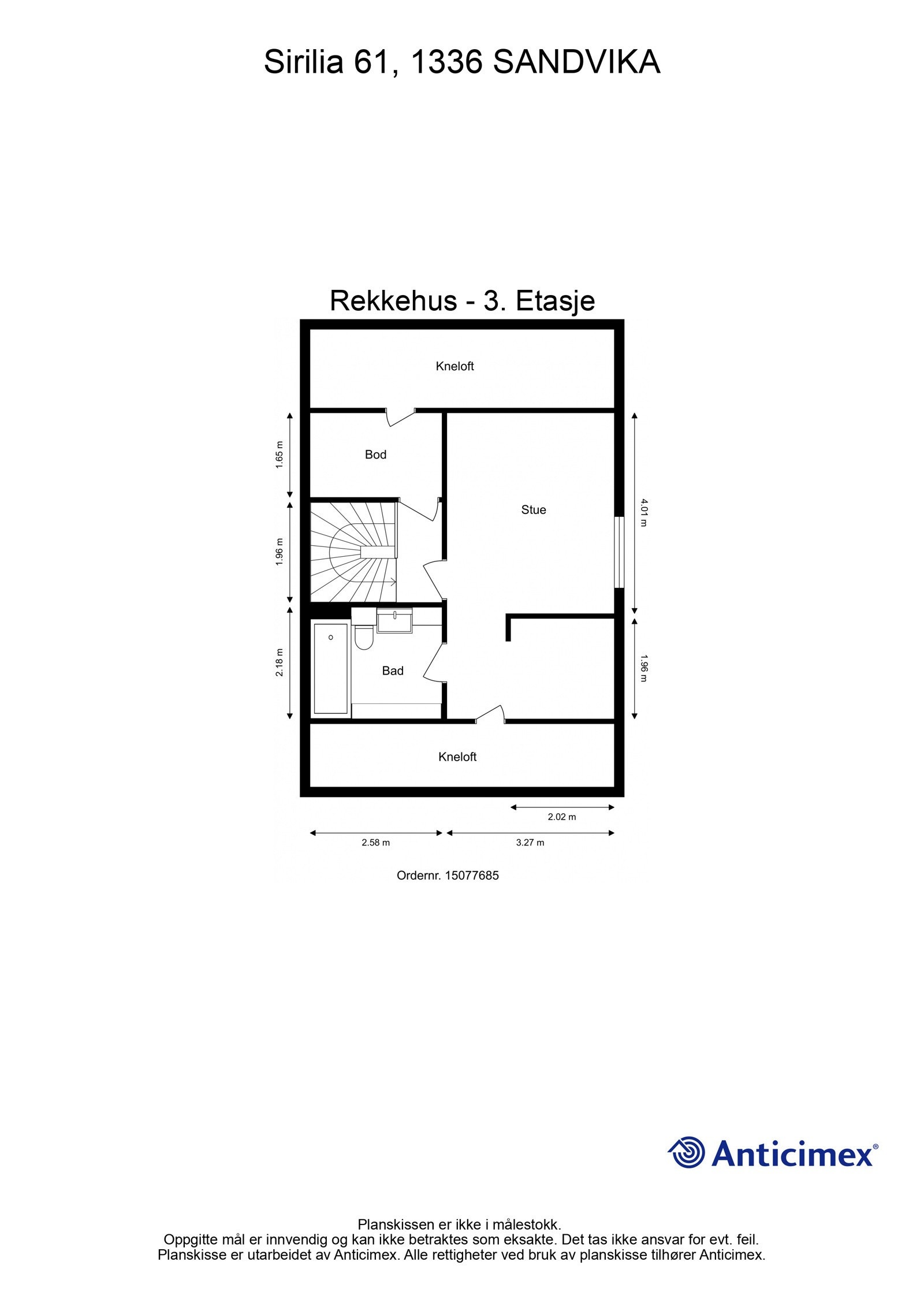 - Plantegning med mål_3. Etasje - Galleribilde