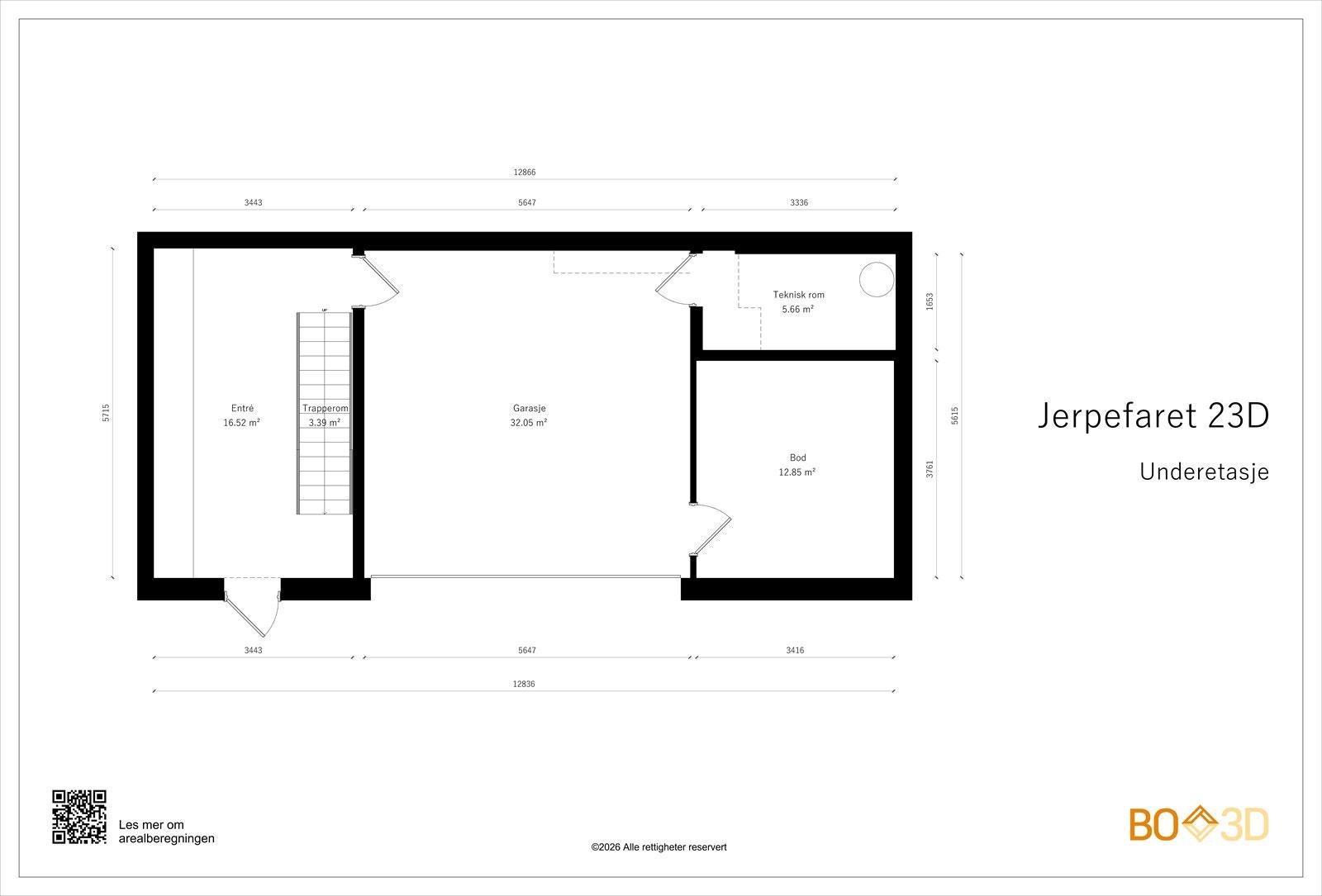 Underetasje, BRA-i 73 m²: Entré/hall med trapp, garasje, teknisk rom og innvendig bod/smørerom Galleribilde