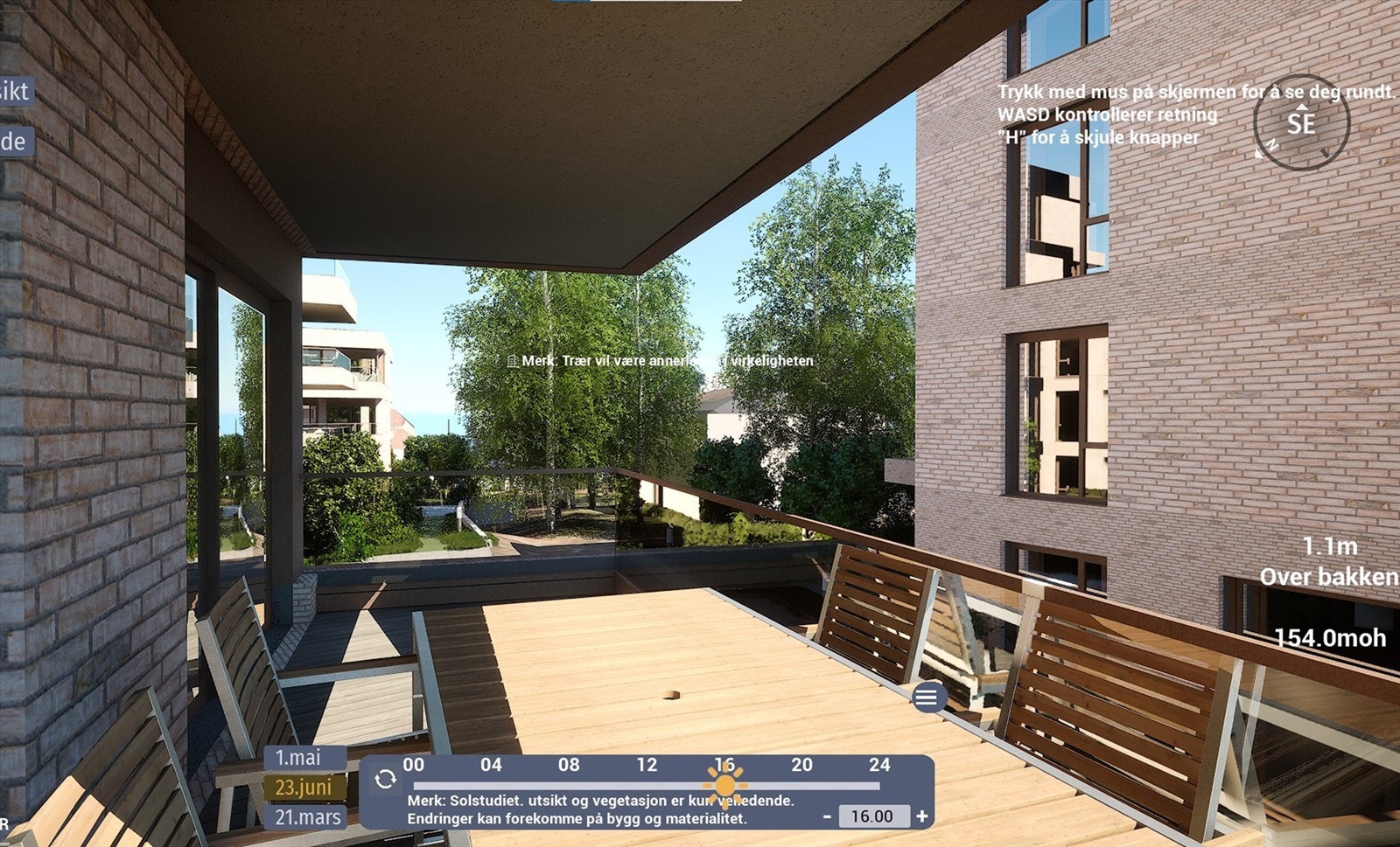 Illustrasjon | Utsyn fra den sørvendte balkongen på ca. 12,5 m². Avvik kan forekomme. Galleribilde