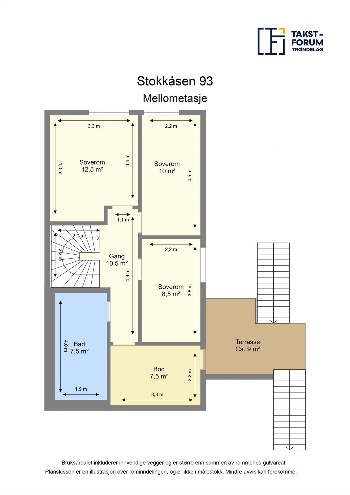 Plantegning - Mellometasje. Galleribilde