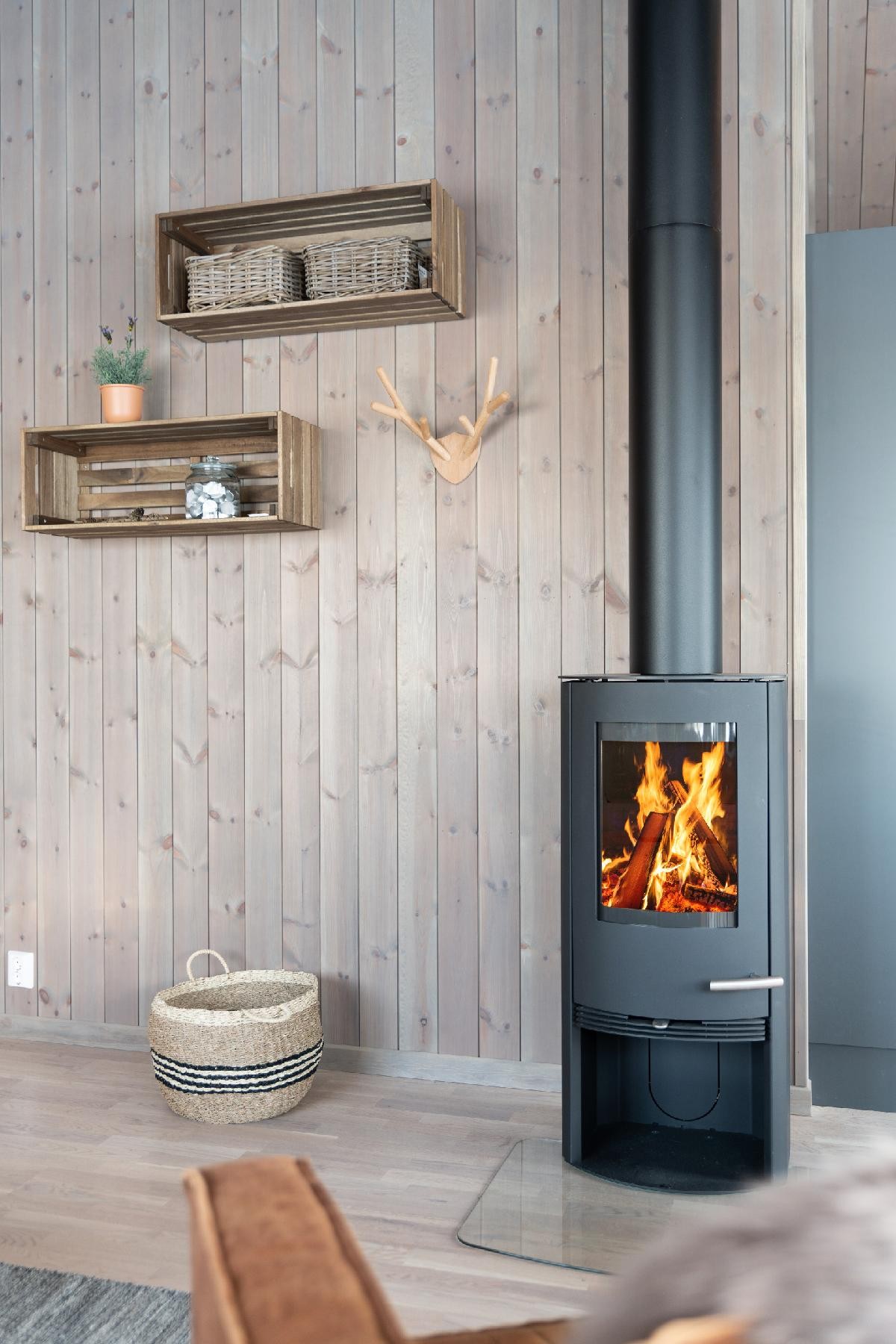 Interiørbilde fra en annen Snøhetta hytte Galleribilde