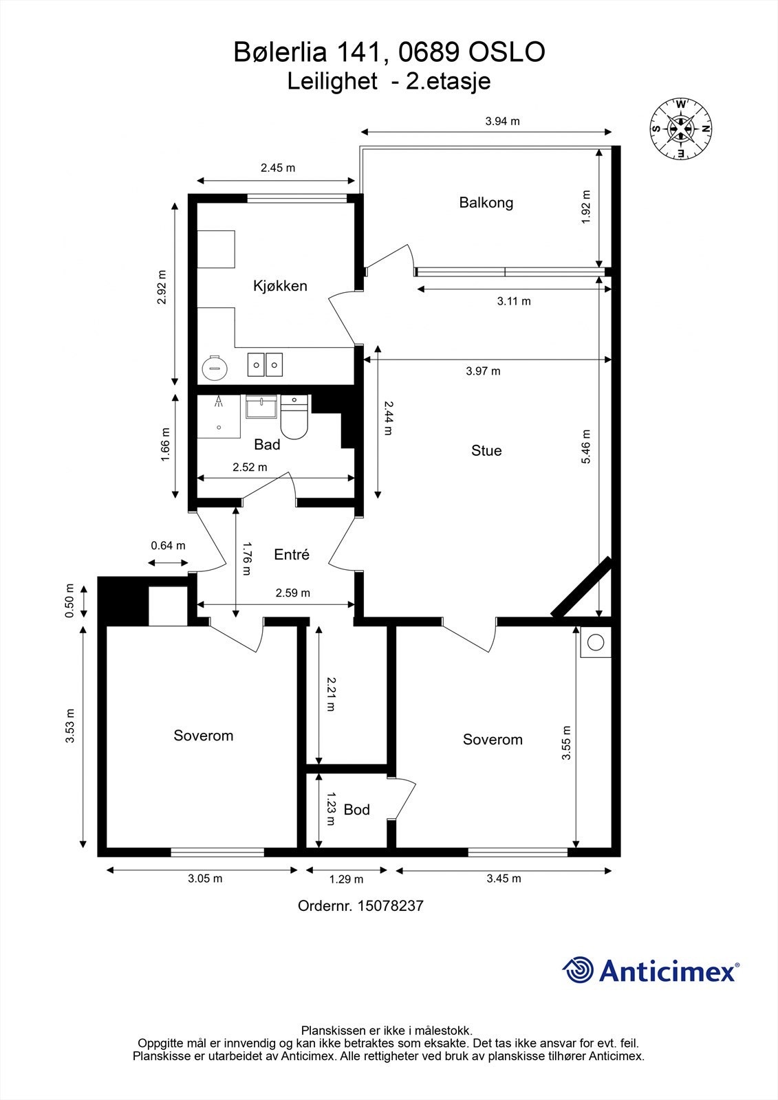 Plantegning - Andelsleilighet - 2. etasje. Galleribilde
