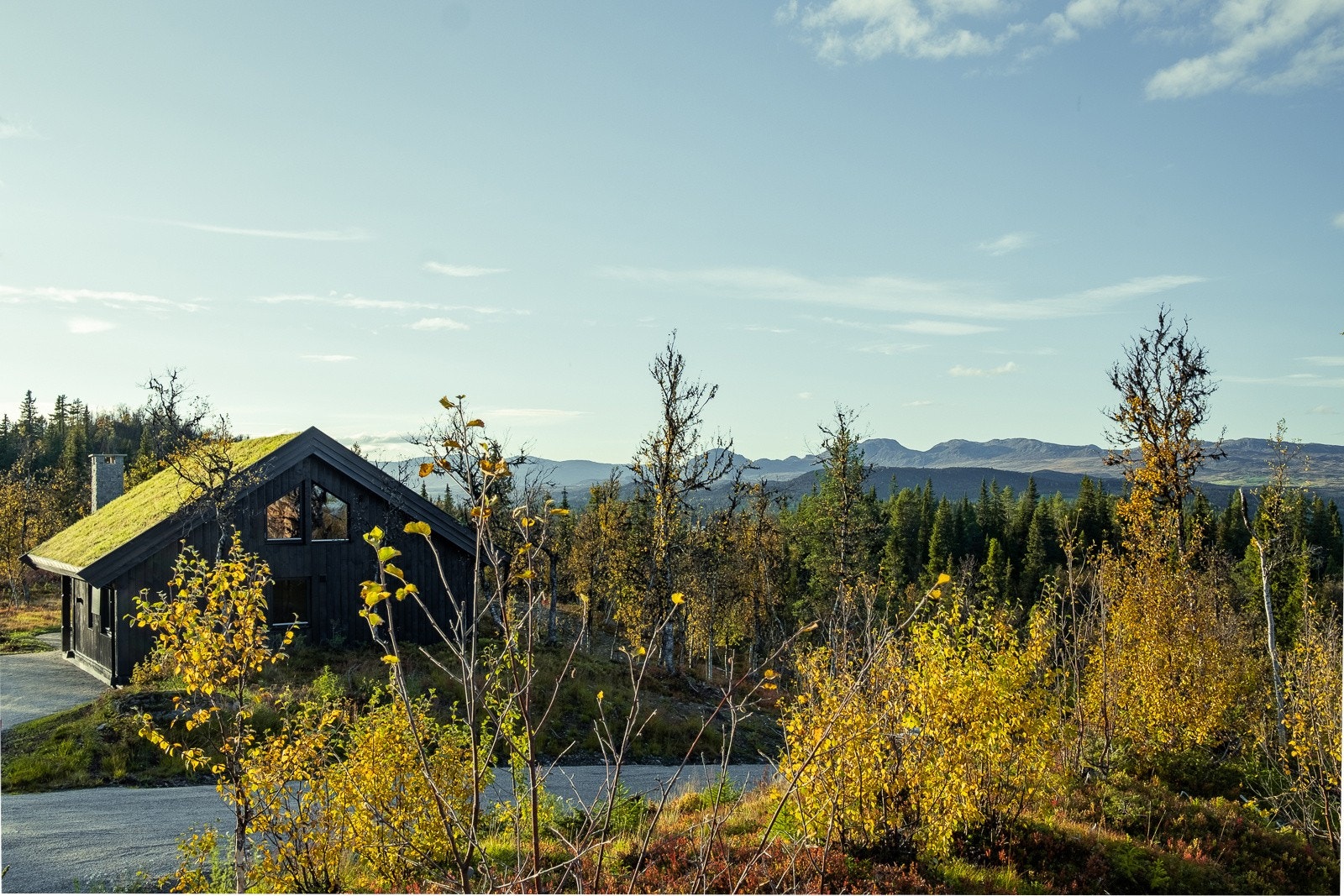 Nydelig beliggenhet med hele fjellrekka inn stuevinduet Galleribilde