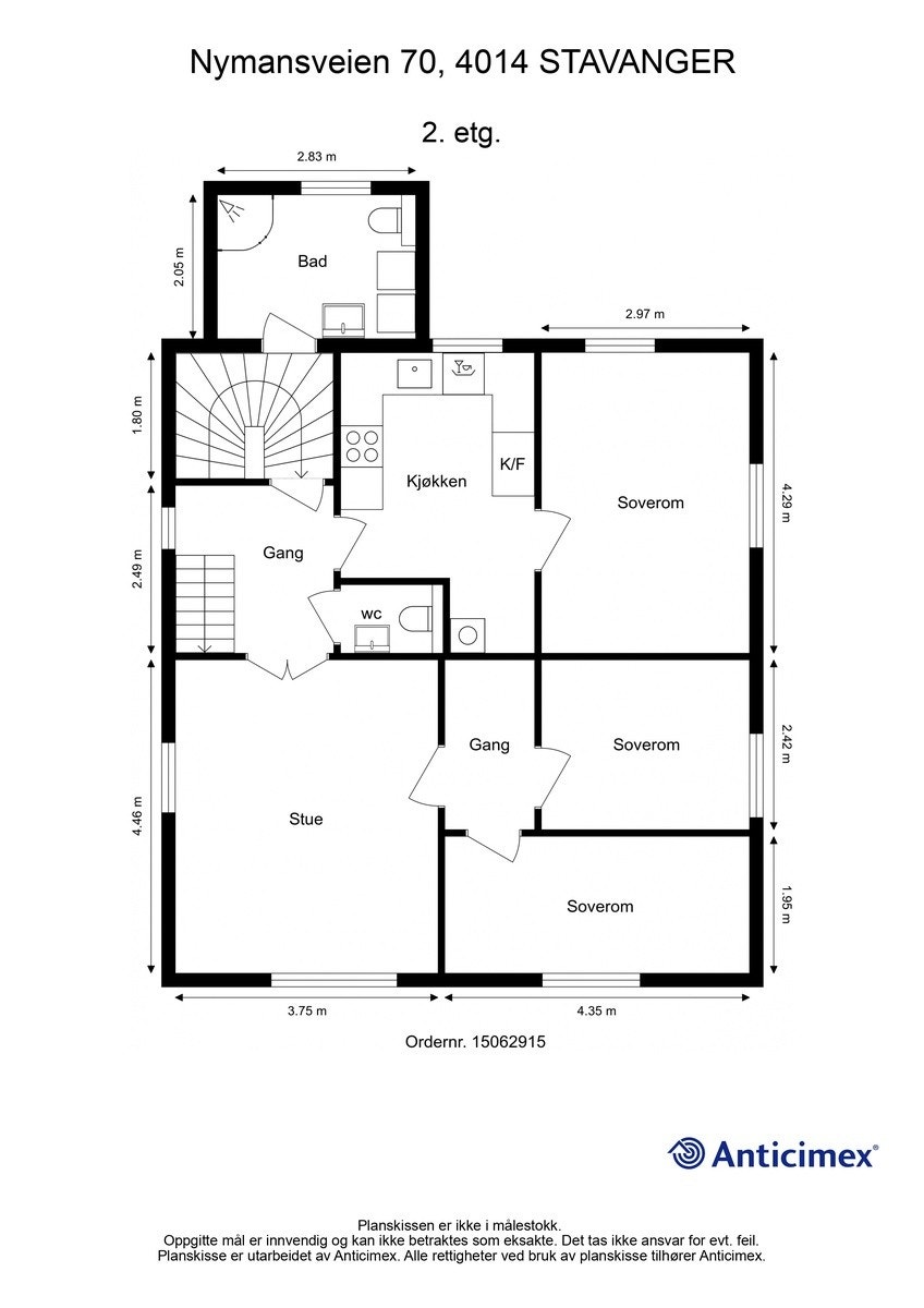Plantegning Leilighet 2. etasje Galleribilde