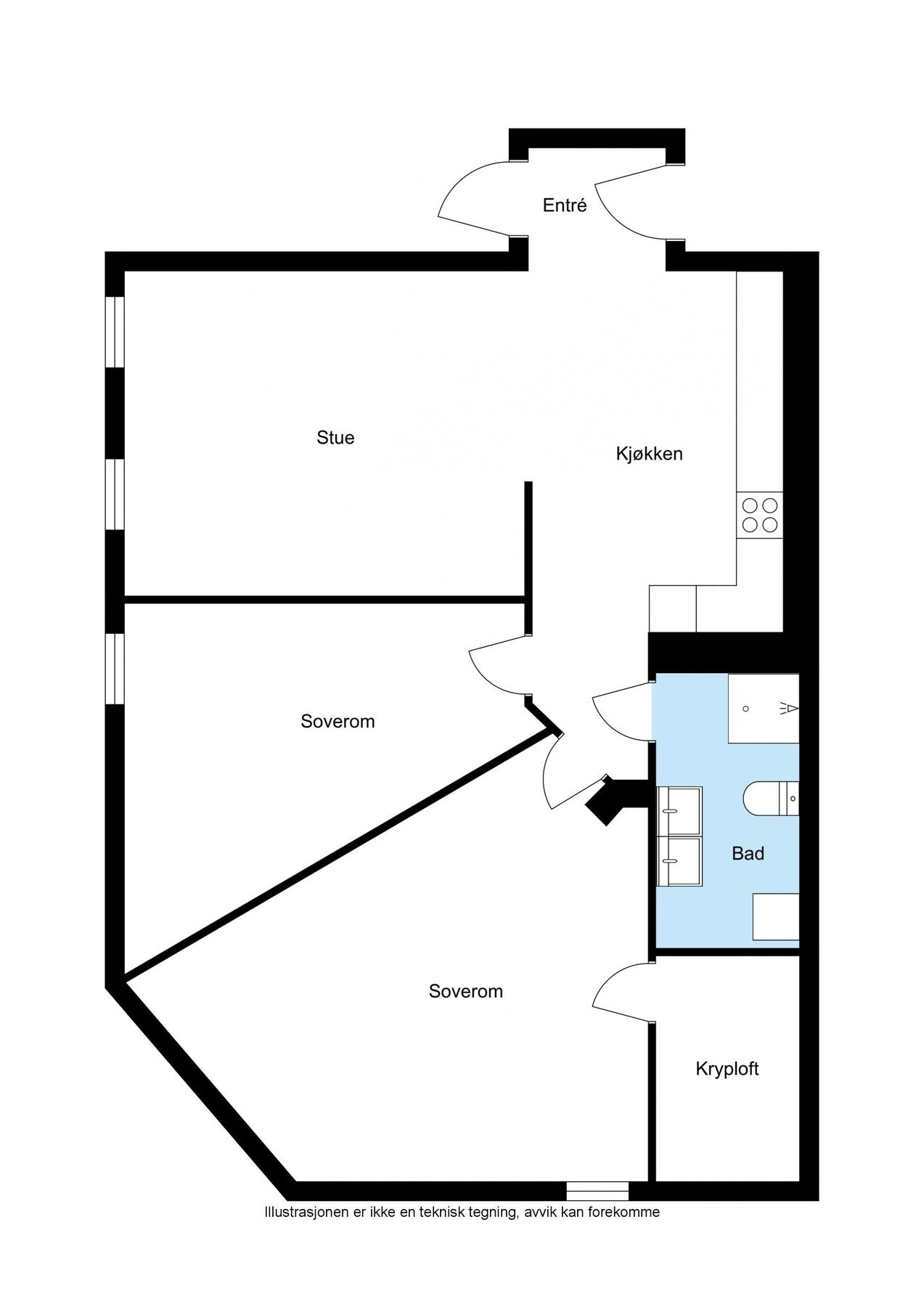 Planskisse over leiligheten. Galleribilde