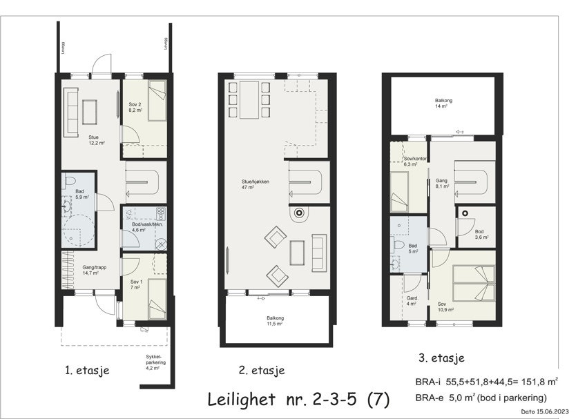 Plantegning alle etasjer. Galleribilde
