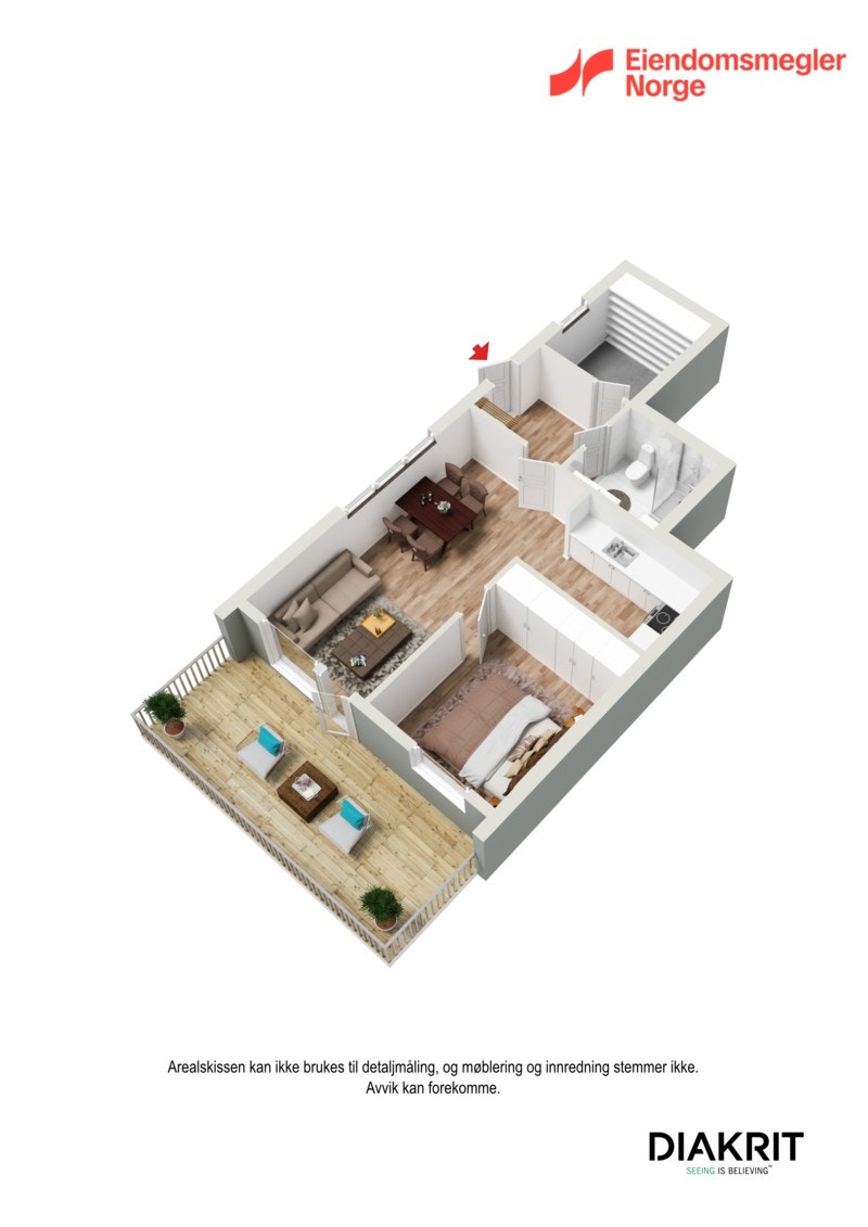 3D planskisse av leiligheten. Galleribilde