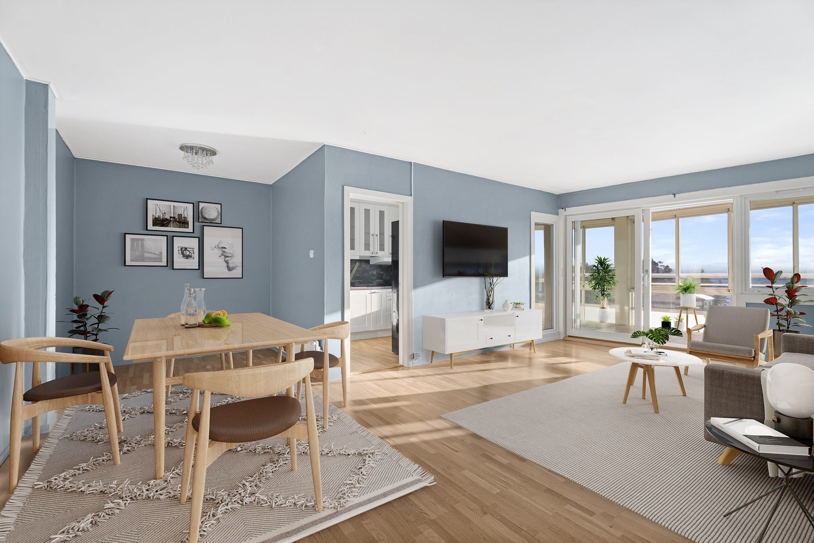 Krogsveen v/Azra Hadzic har gleden av å presentere Slettheiveien 64 - en flott 2-roms leilighet i 6. etasje med sjøutsikt far balkong. (Digital styling) - Foto: Hans Nøstdahl. Galleribilde