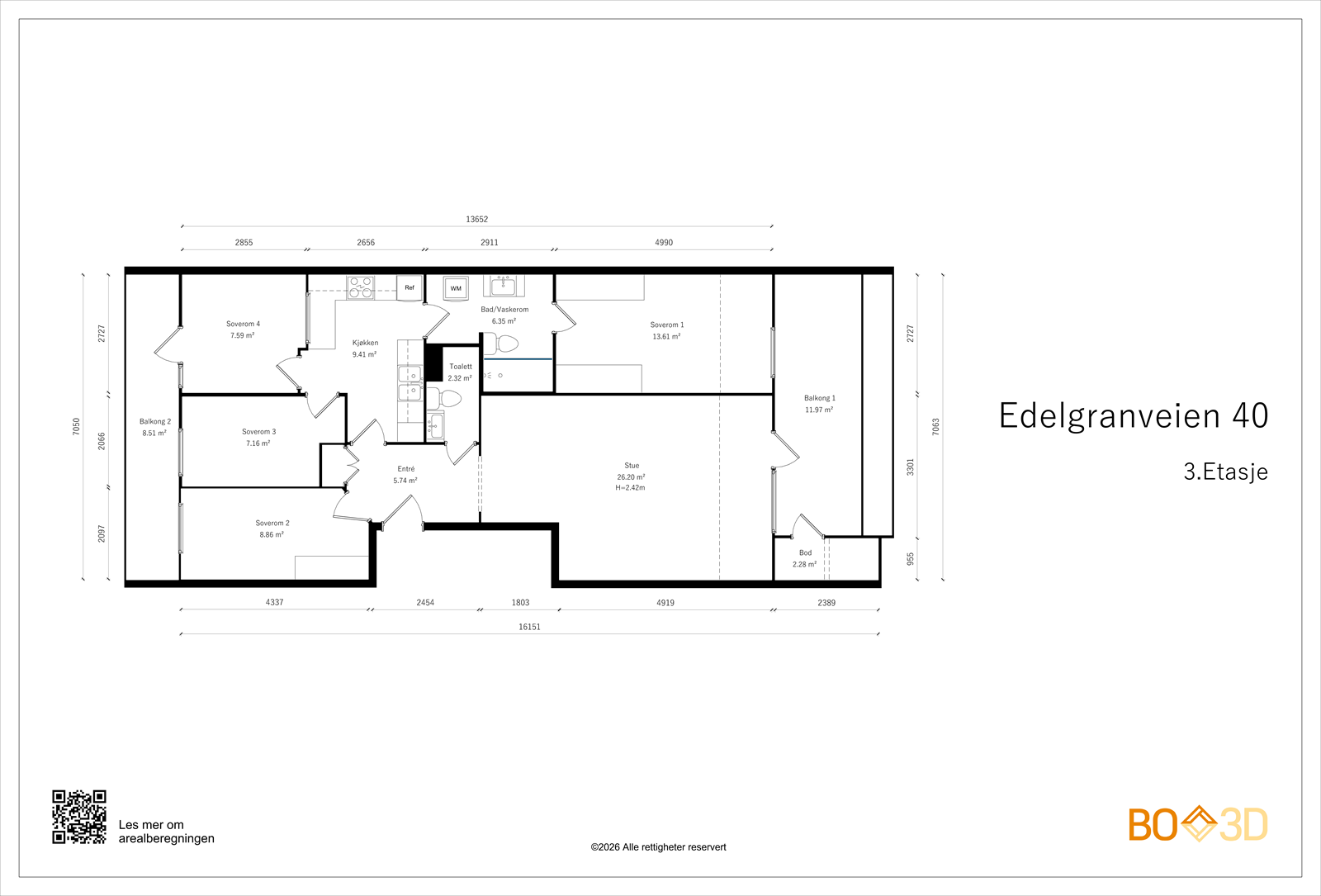 Boligen ligger i byggets 3. etasje Galleribilde