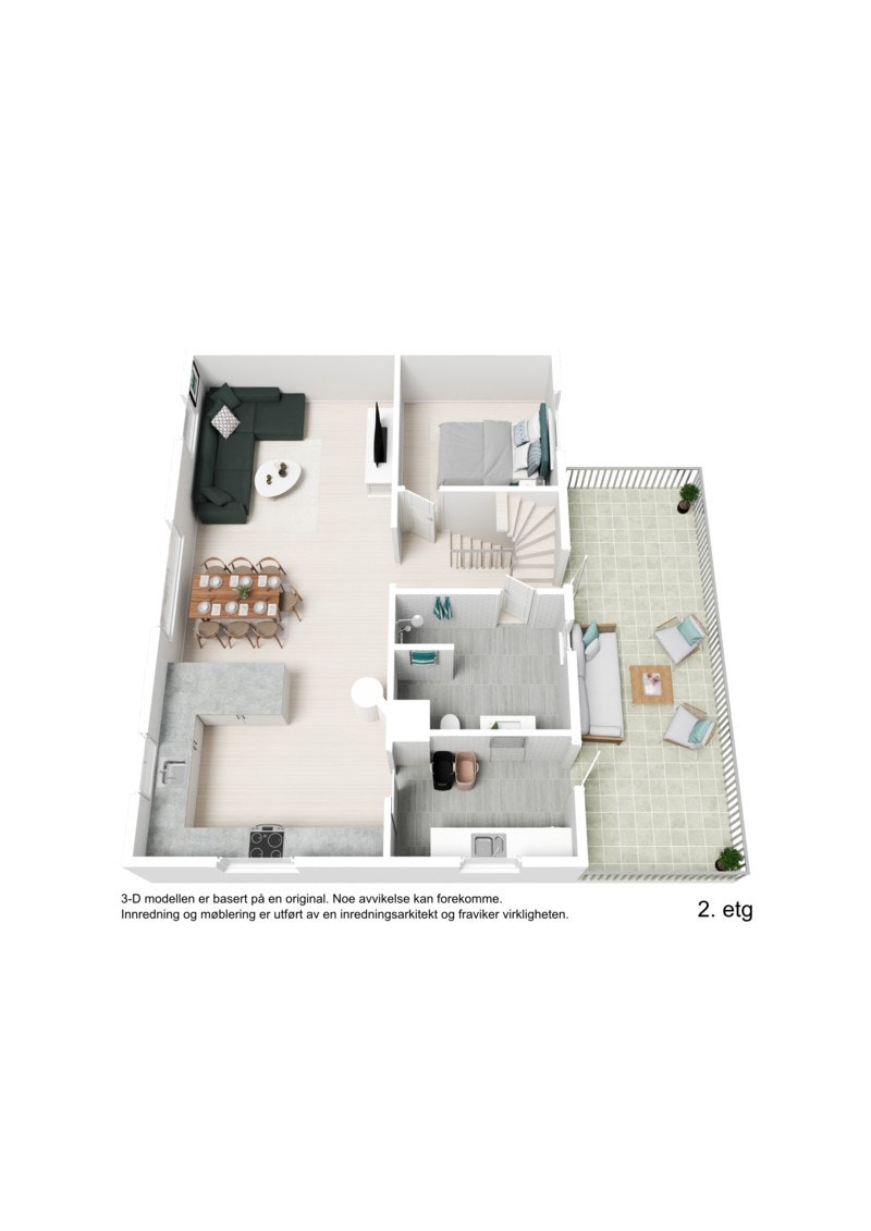 3D plantegning 2.etg. Galleribilde