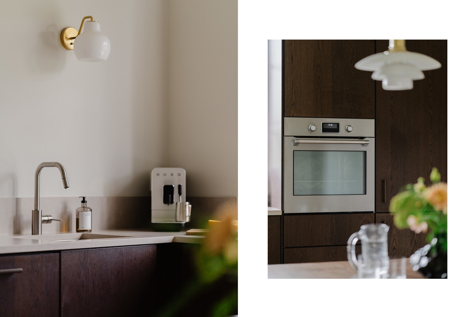 Kjøkkenet har en stamme fra IKEA med spesialtilpassede fronter, kombinert med en ny vask og eksklusiv benkeplate i stein. Galleribilde