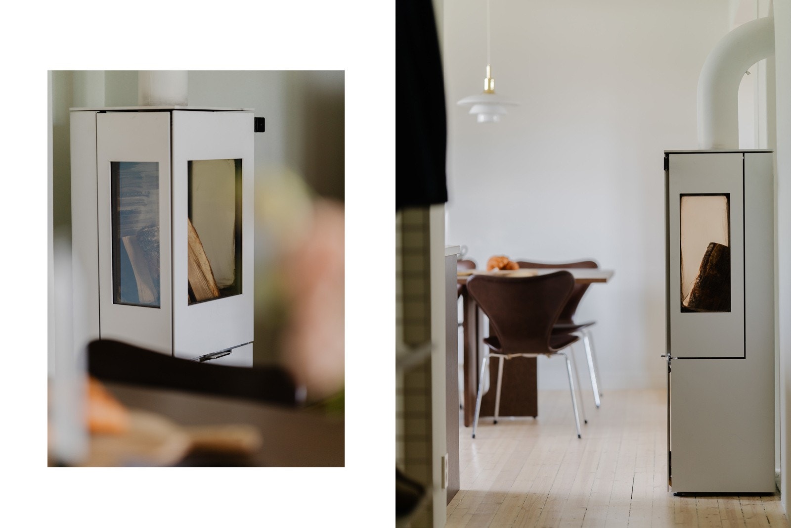 Oppgradert peis som genererer godt med varme. Himlingshøyden ble målt til ca. 2,73 meter. Galleribilde