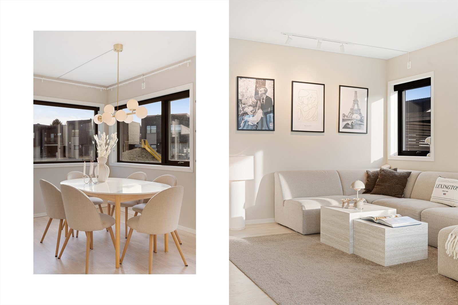 Leiligheten er gjennomgående holdt i lyse og lette fargevalg på overflatene Galleribilde