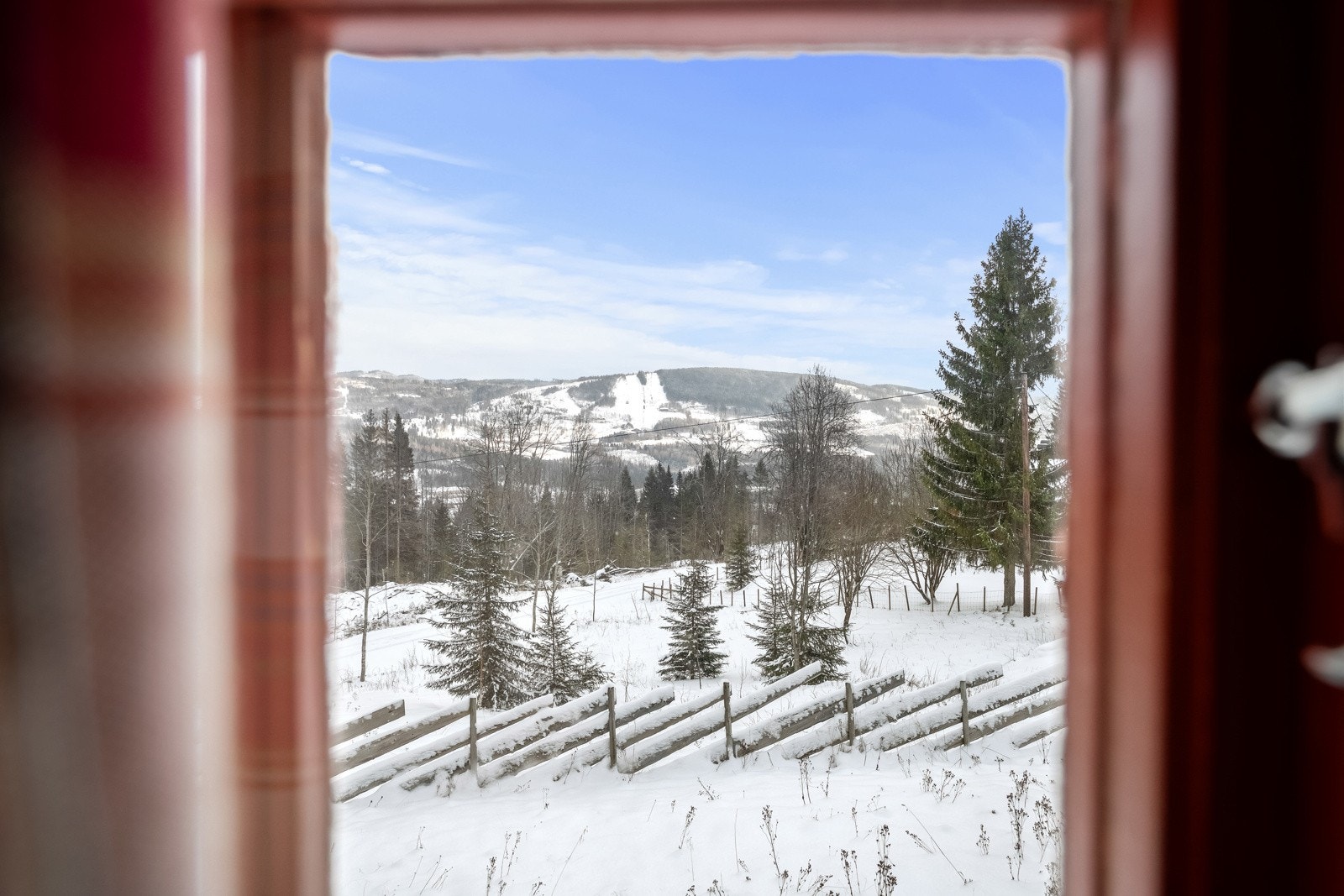 Fin utsikt fra hytta over naturskjønne omgivelser. Galleribilde
