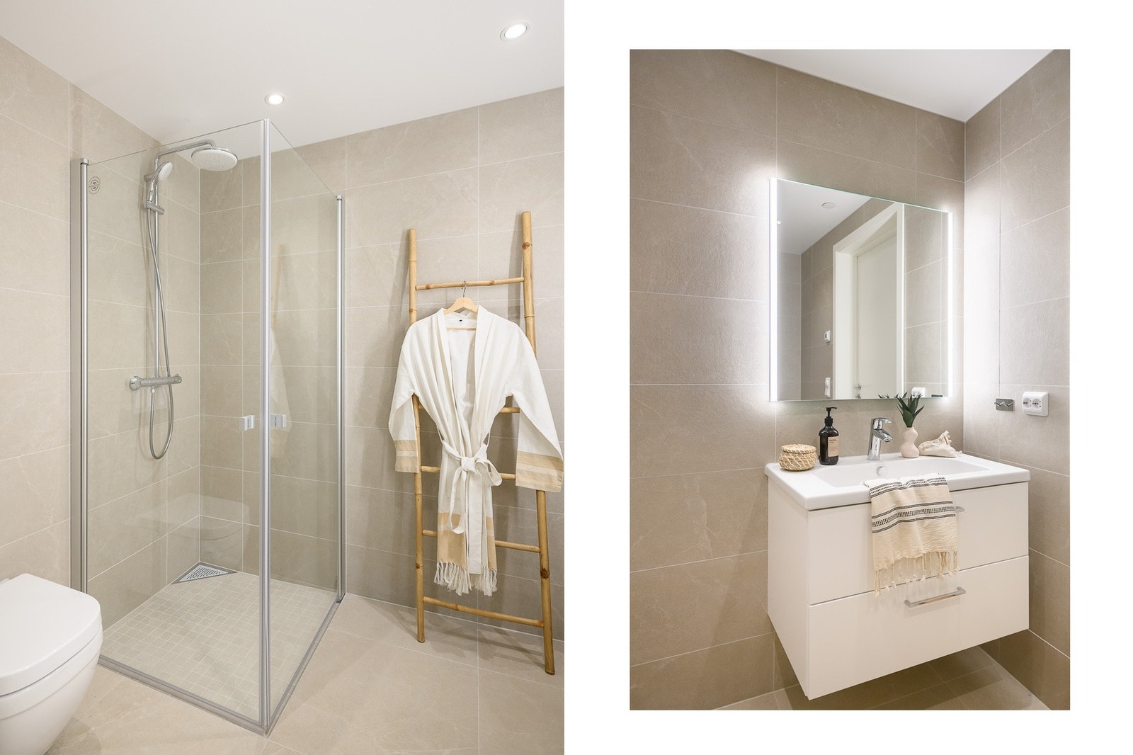 Badet er utstyrt med dusjhjørne og har behagelig gulvvarme. Galleribilde