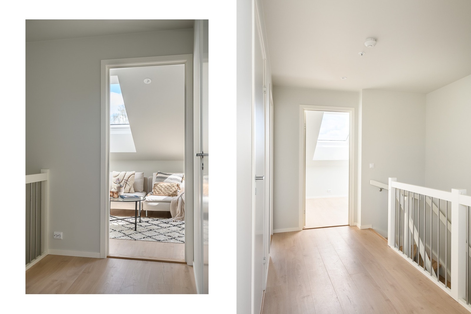 Ankomst til en lys og åpen toppetasje med flere bruksmuligheter. Galleribilde