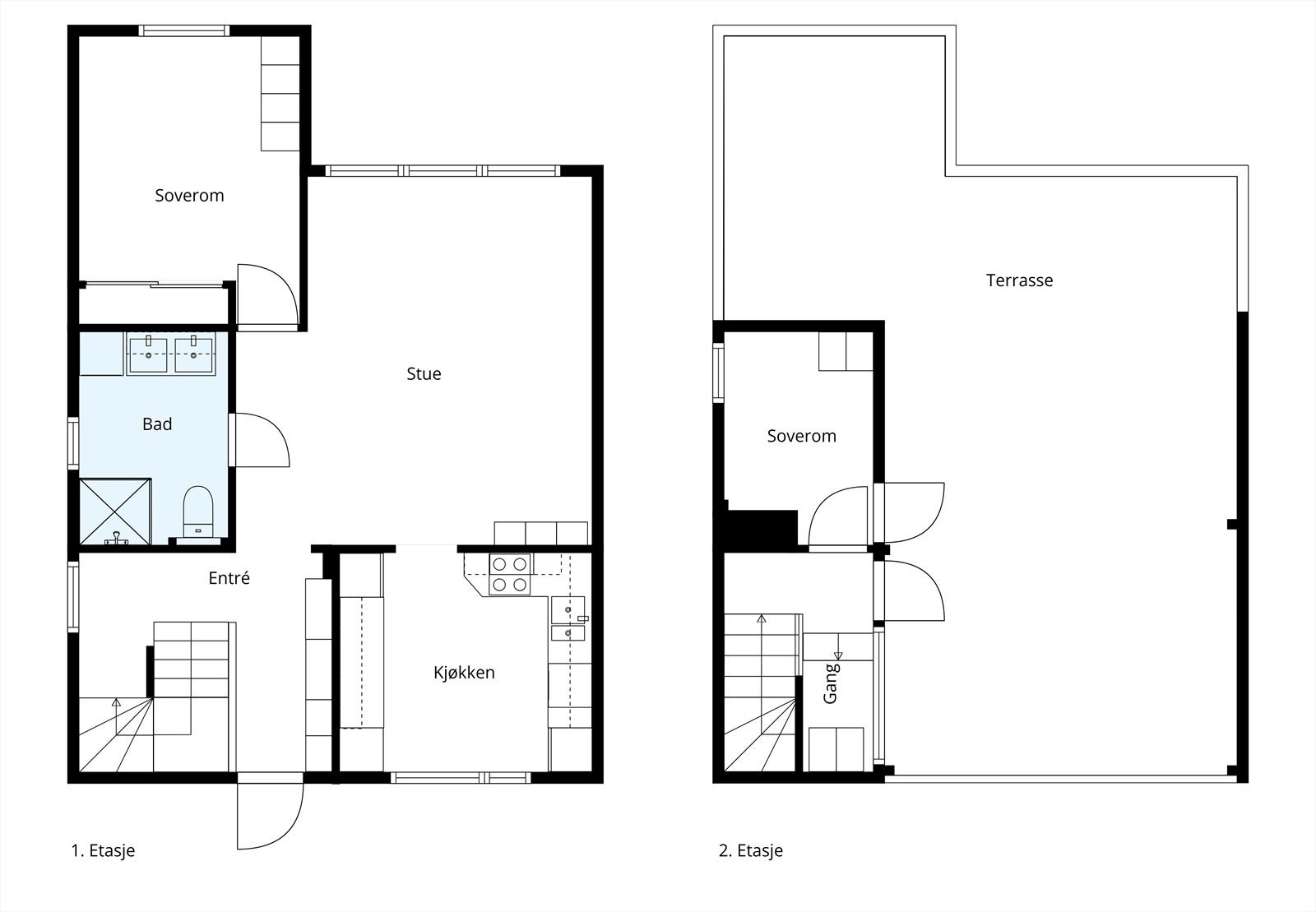 Leilighet over 2 plan med takterrasse. Galleribilde